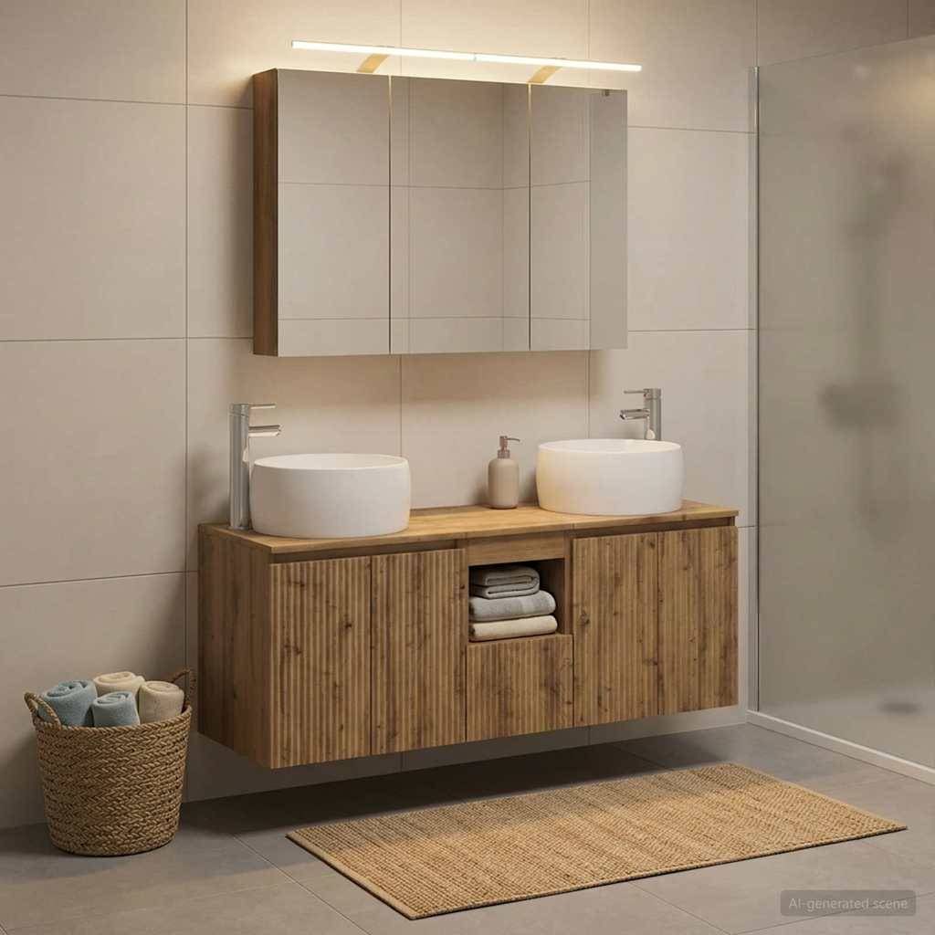 vidaXL Badezimmerschrank-Set 4 Stk. Artisan-Eiche Holzwerkstoff