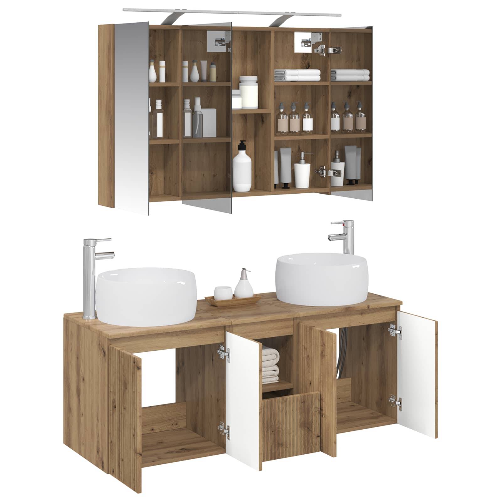 vidaXL Badezimmerschrank-Set 4 Stk. Artisan-Eiche Holzwerkstoff