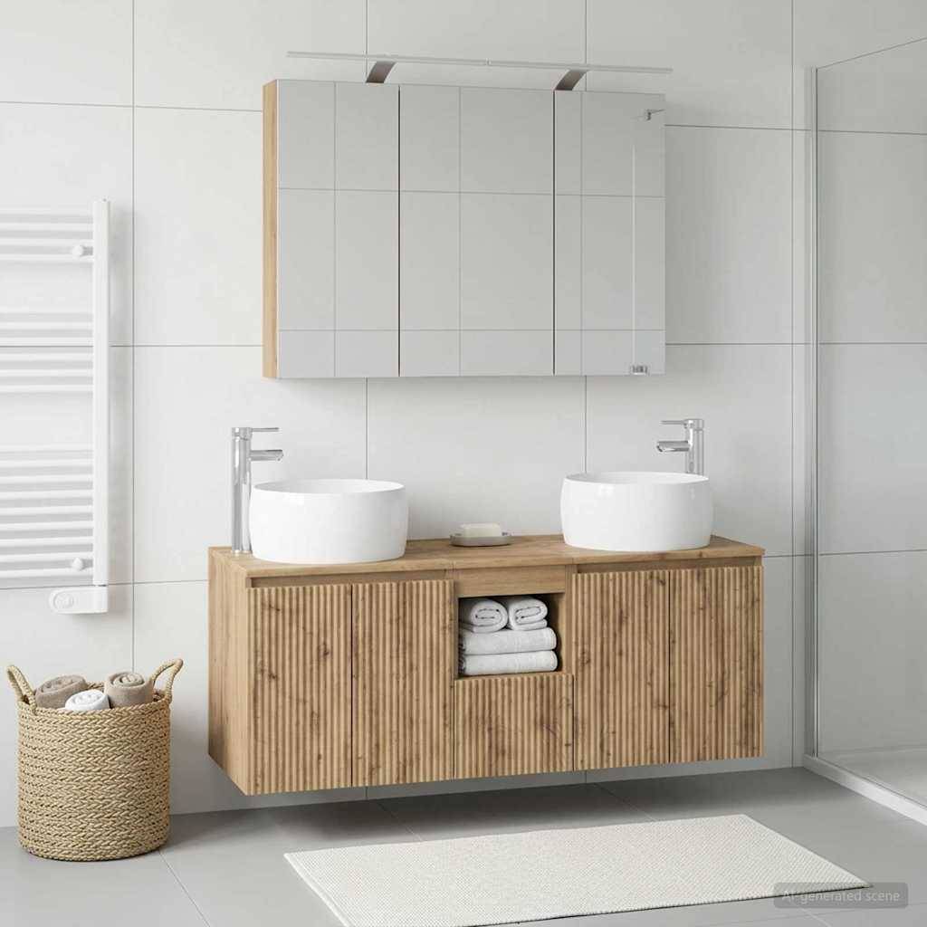vidaXL Badezimmerschrank-Set 4 Stk. Artisan-Eiche Holzwerkstoff