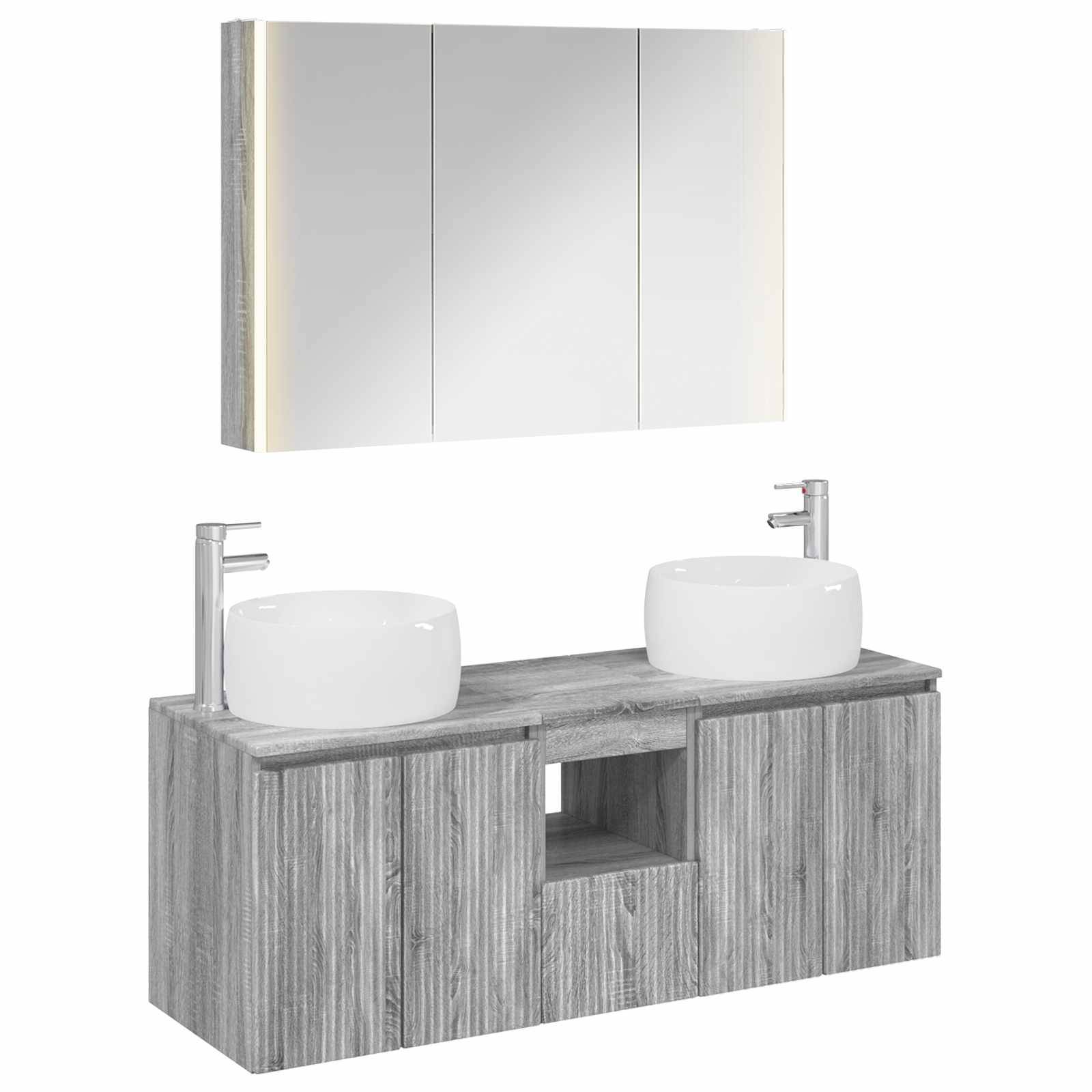 vidaXL Badezimmerschrank-Set 4 pcs Grau Sonoma Holzwerkstoff
