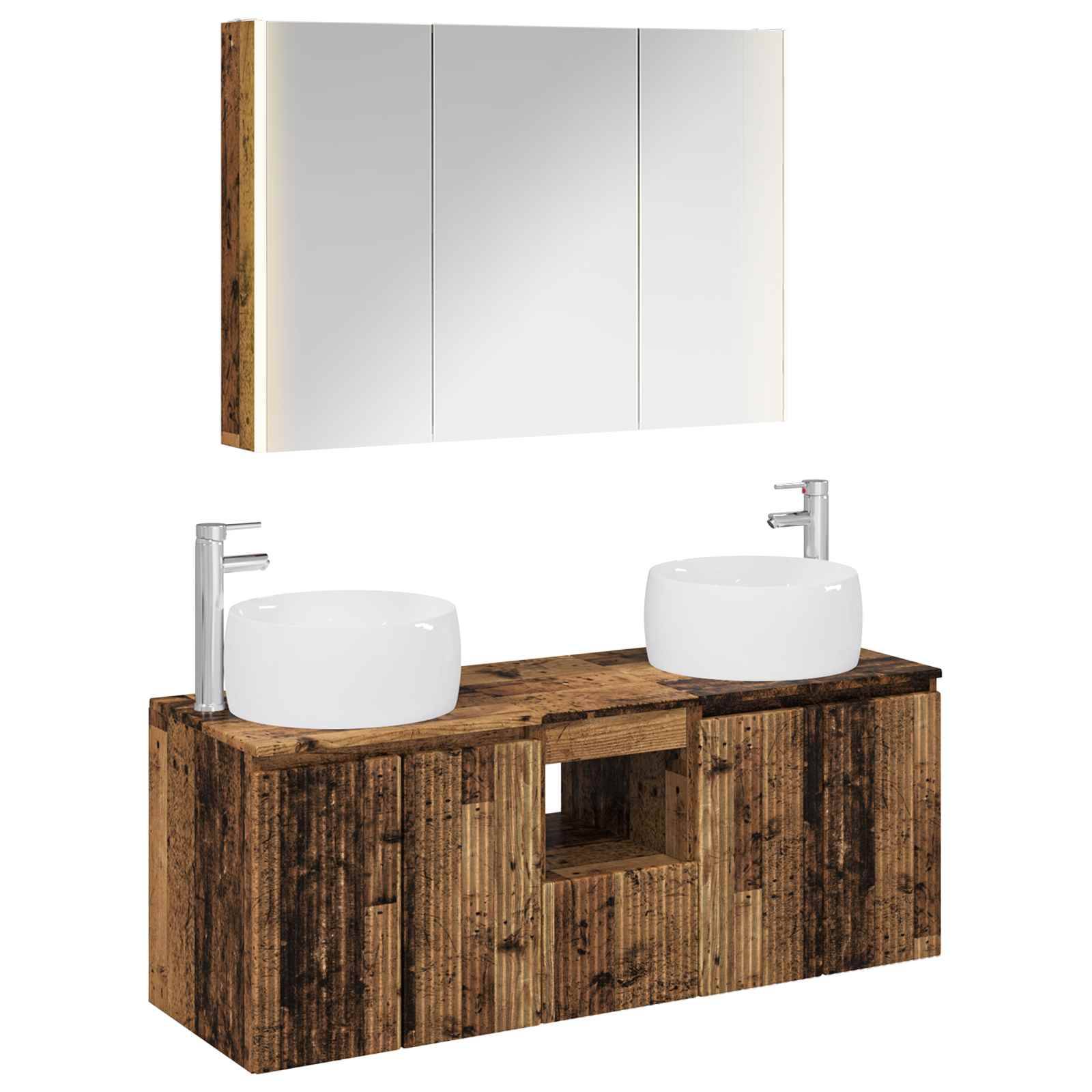 vidaXL Badezimmerschrank-Set 4 pcs Altholz Holzwerkstoff