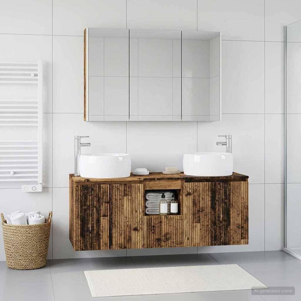 vidaXL Badezimmerschrank-Set 4 pcs Altholz Holzwerkstoff