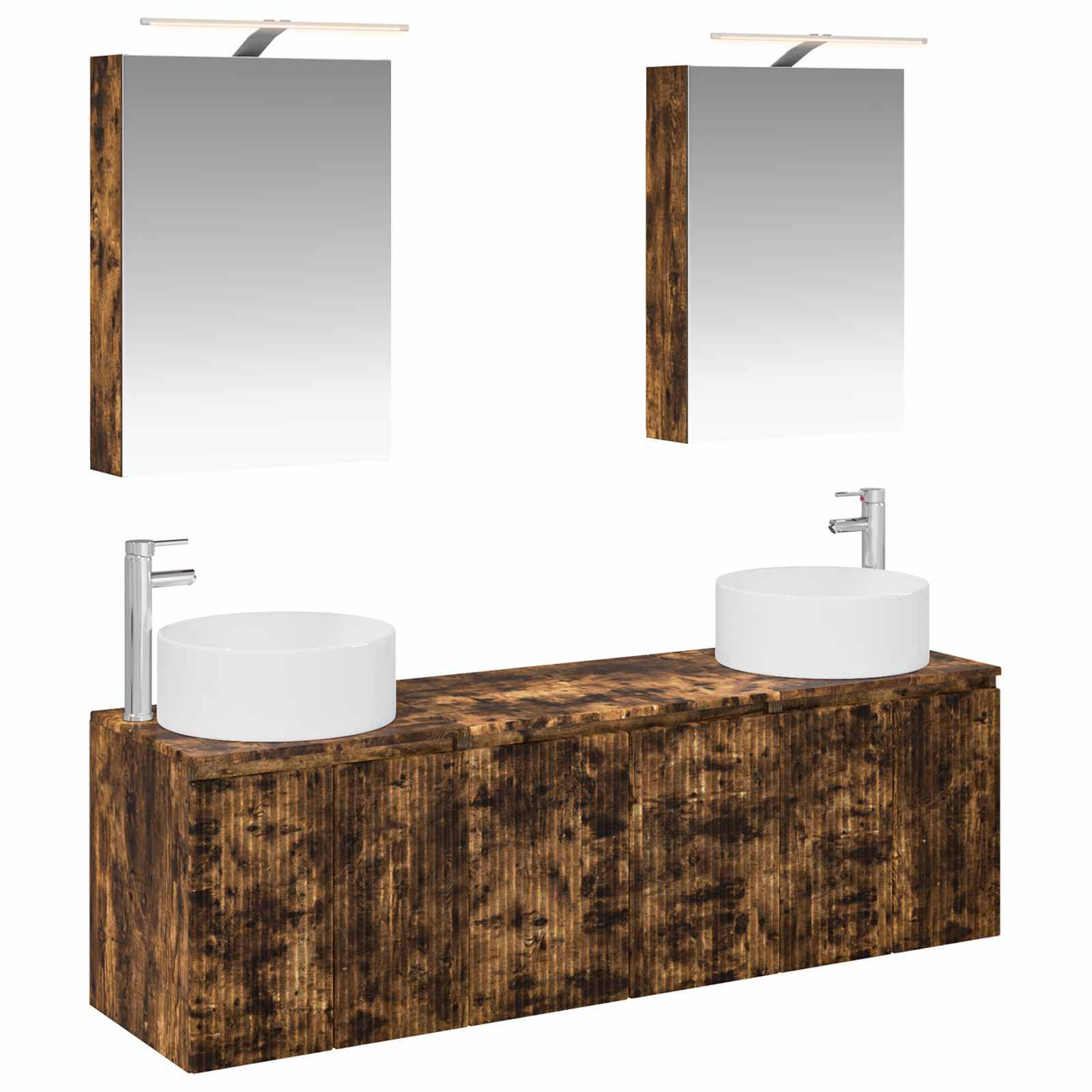 vidaXL Badezimmerschrank-Set 5 pcs Geräucherte Eiche Holzwerkstoff