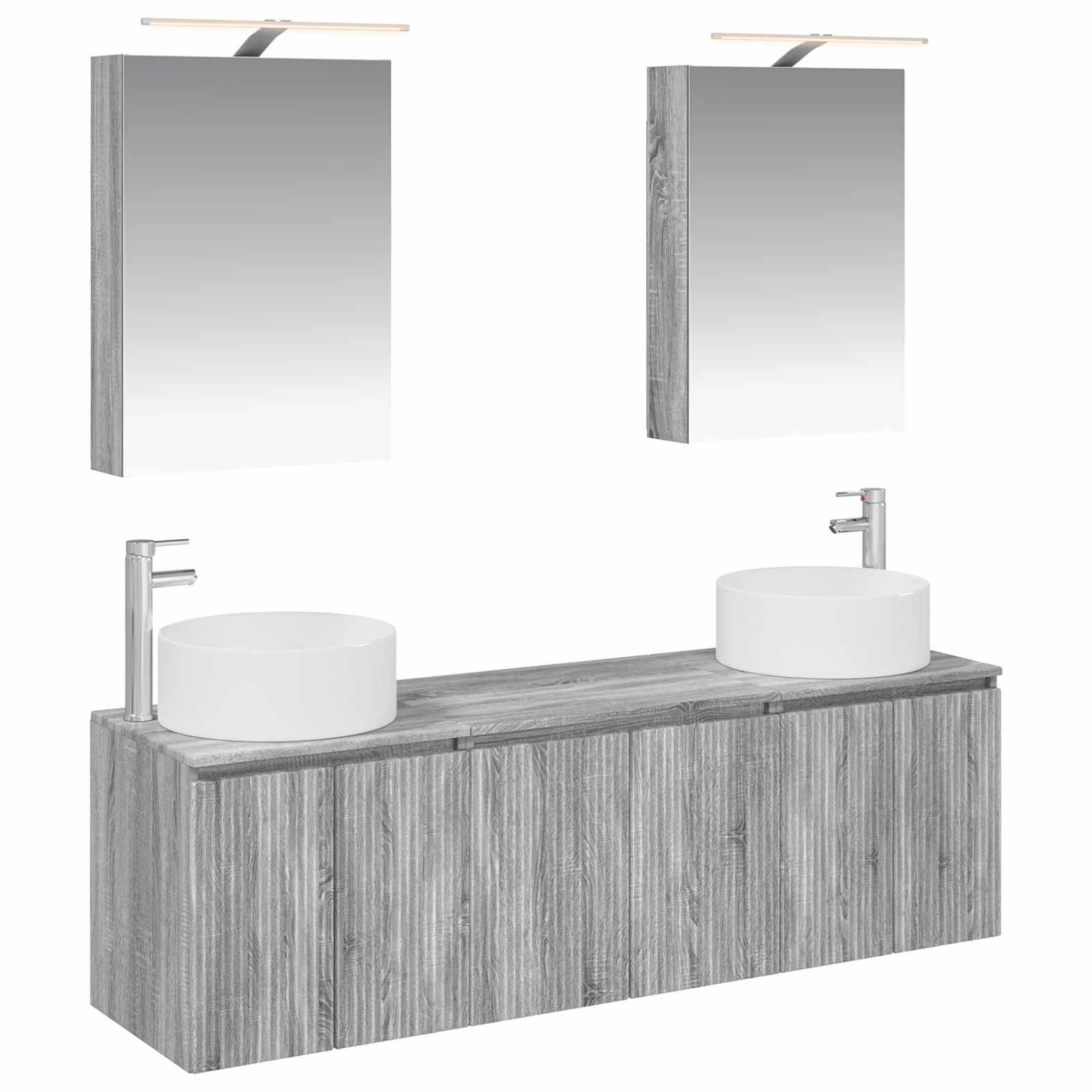 vidaXL Badezimmerschrank-Set 5 pcs Grau Sonoma Holzwerkstoff