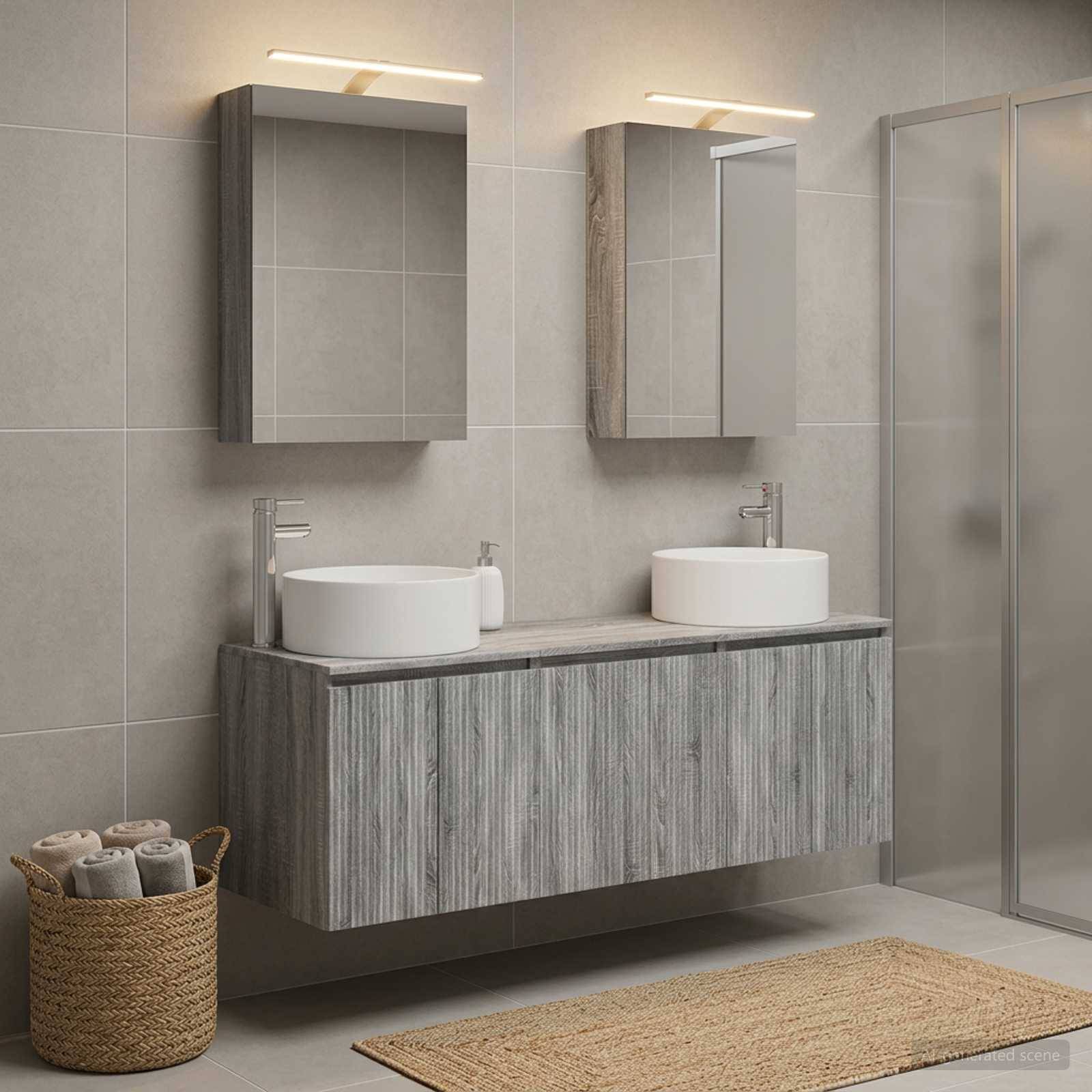 vidaXL Badezimmerschrank-Set 5 pcs Grau Sonoma Holzwerkstoff