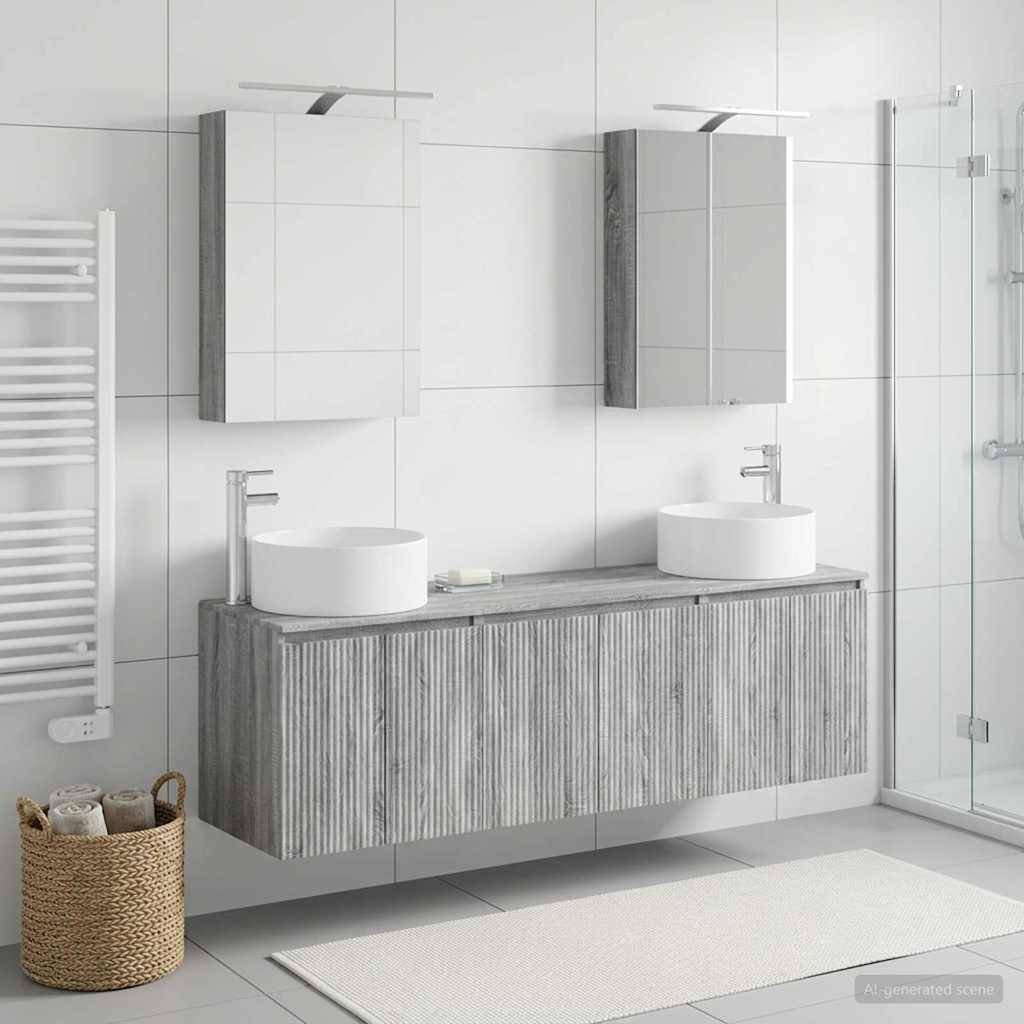 vidaXL Badezimmerschrank-Set 5 pcs Grau Sonoma Holzwerkstoff