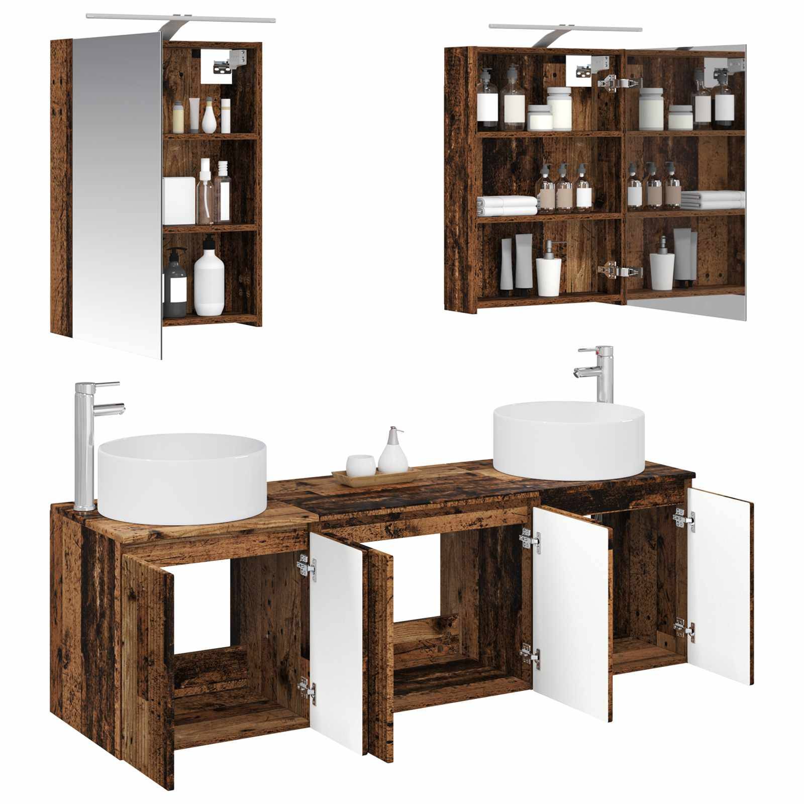 vidaXL Badezimmerschrank-Set 5 pcs Altholz Holzwerkstoff