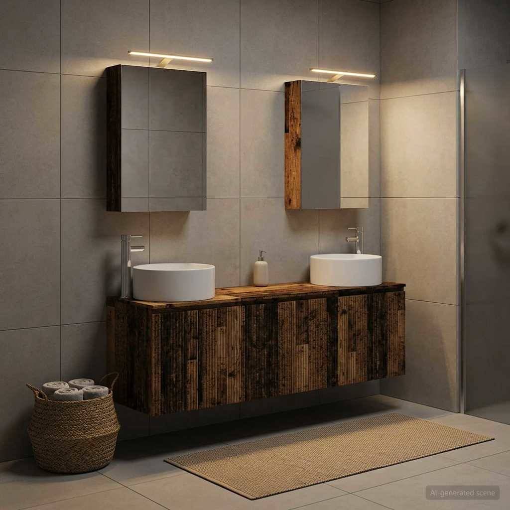 vidaXL Badezimmerschrank-Set 5 pcs Altholz Holzwerkstoff