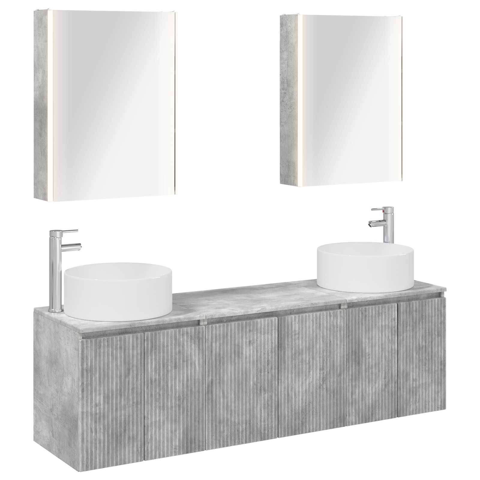 vidaXL Badezimmerschrank-Set 5 pcs Betongrau Holzwerkstoff