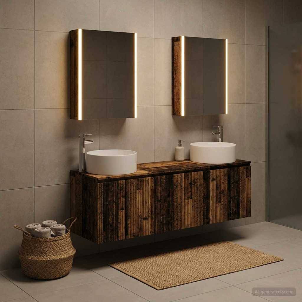 vidaXL Badezimmerschrank-Set 5 pcs Altholz Holzwerkstoff