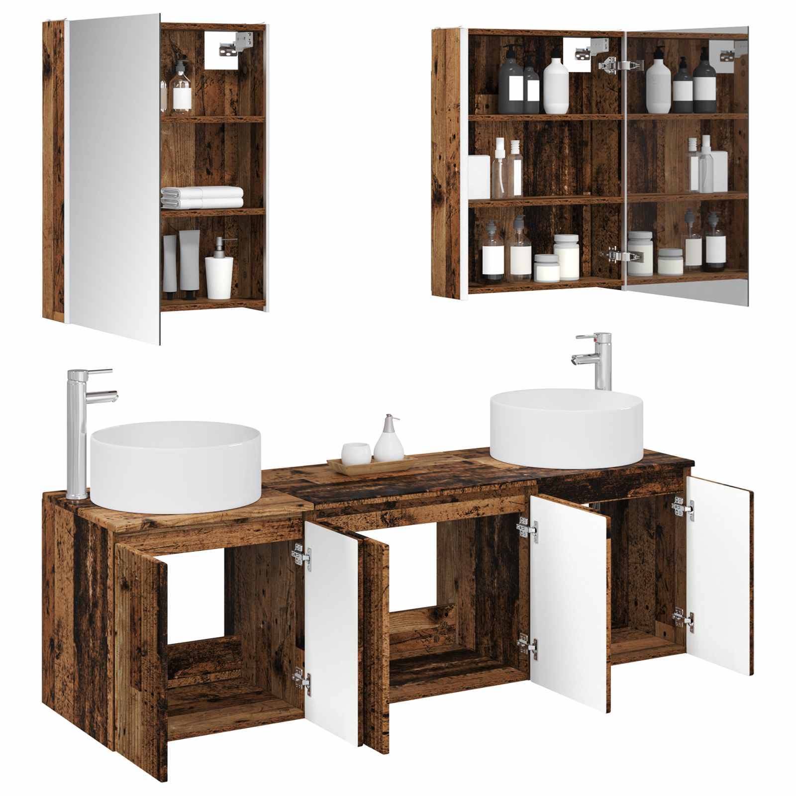 vidaXL Badezimmerschrank-Set 5 pcs Altholz Holzwerkstoff