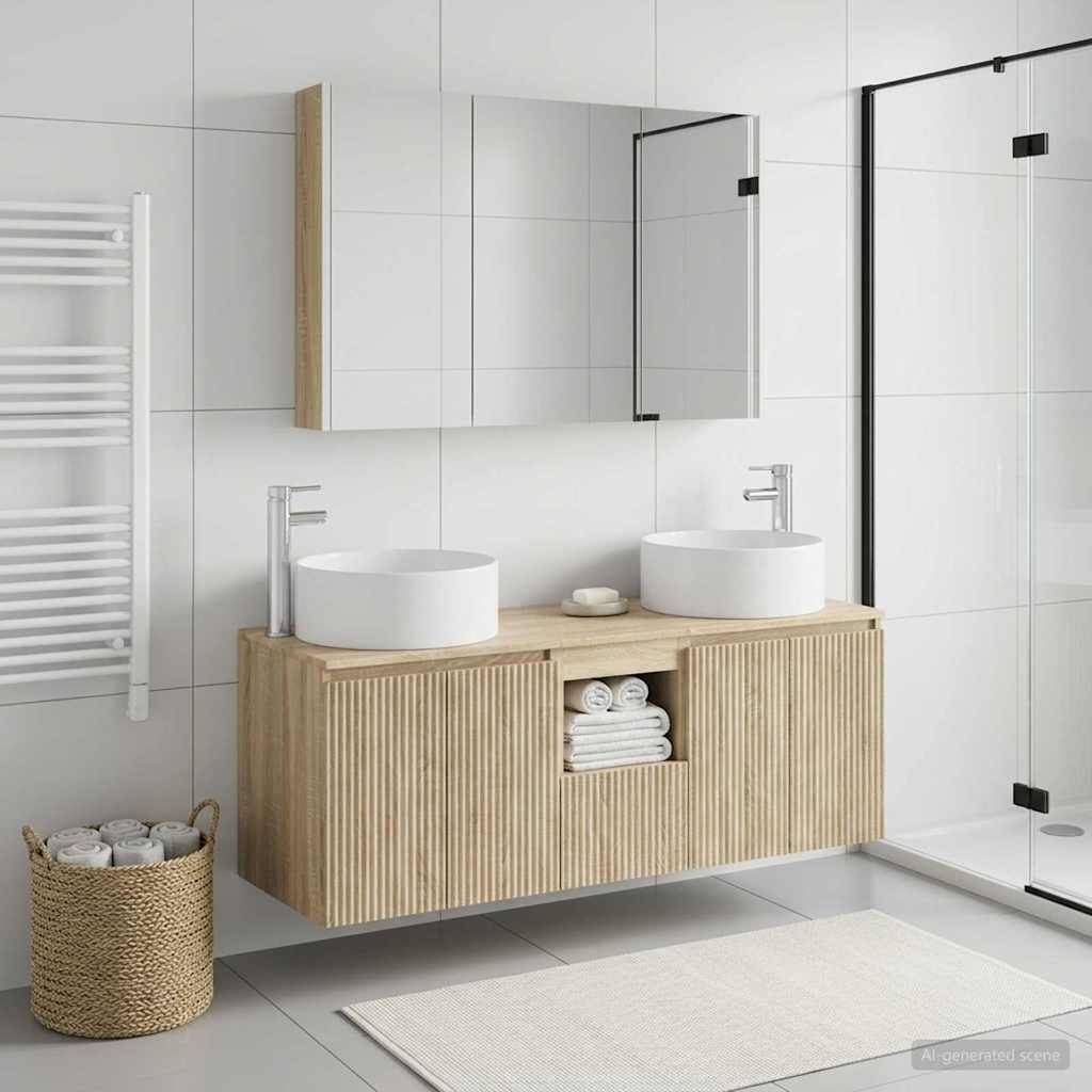 vidaXL Badezimmerschrank-Set 4 pcs Sonoma-Eiche 103,5 x 15,5 x 70 cm