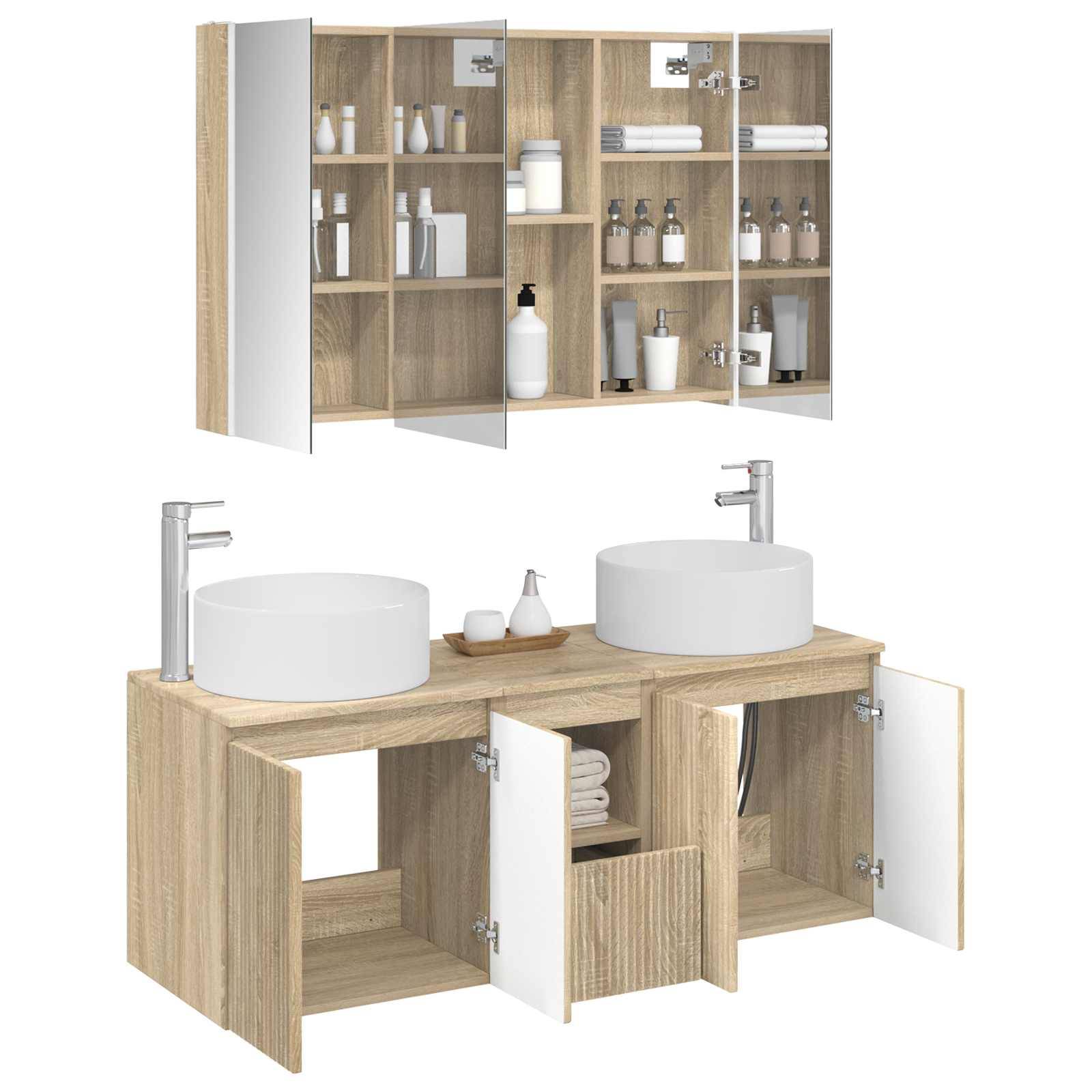 vidaXL Badezimmerschrank-Set 4 pcs Sonoma-Eiche 103,5 x 15,5 x 70 cm