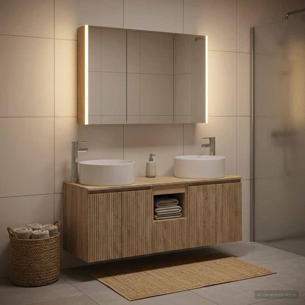 vidaXL Badezimmerschrank-Set 4 pcs Sonoma-Eiche 103,5 x 15,5 x 70 cm