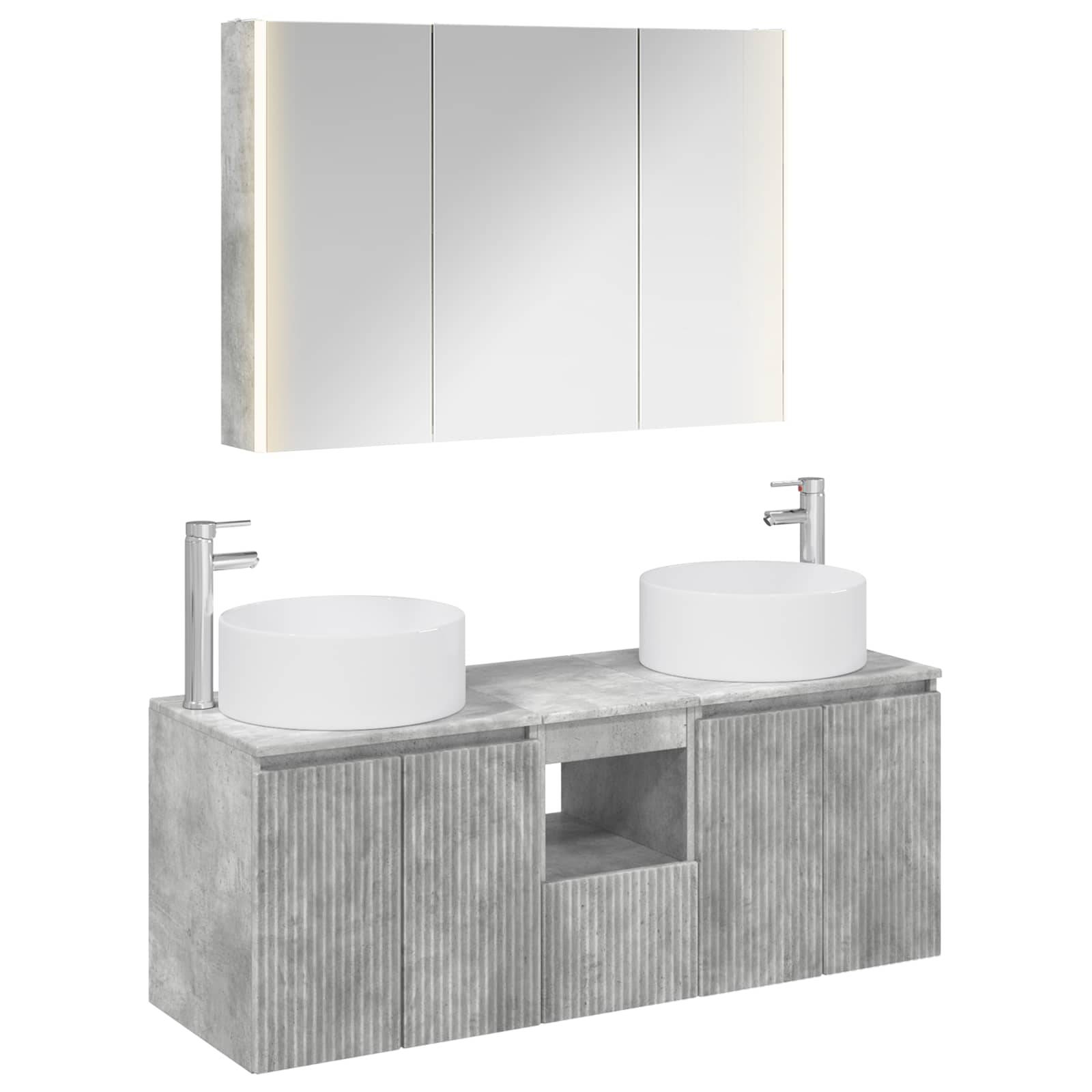 vidaXL Badezimmerschrank-Set 4 pcs Betongrau 103,5 x 15,5 x 70 cm
