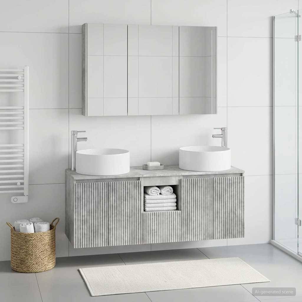 vidaXL Badezimmerschrank-Set 4 pcs Betongrau 103,5 x 15,5 x 70 cm