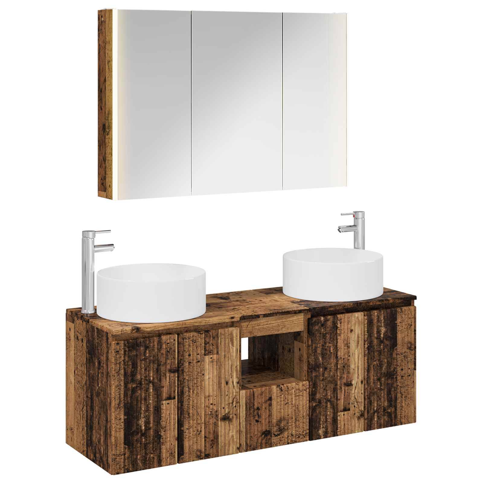 vidaXL Badezimmerschrank-Set 4 pcs Altholz 103,5 x 15,5 x 70 cm