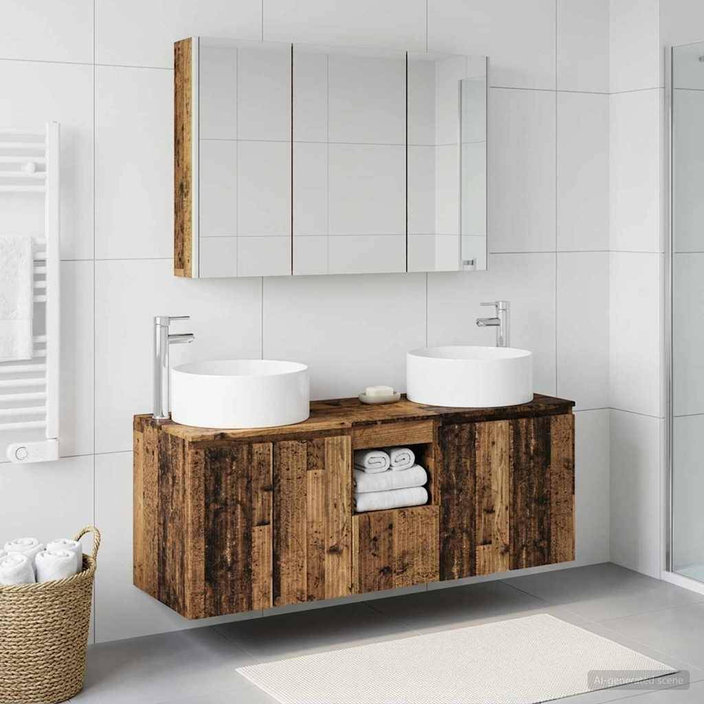 vidaXL Badezimmerschrank-Set 4 pcs Altholz 103,5 x 15,5 x 70 cm