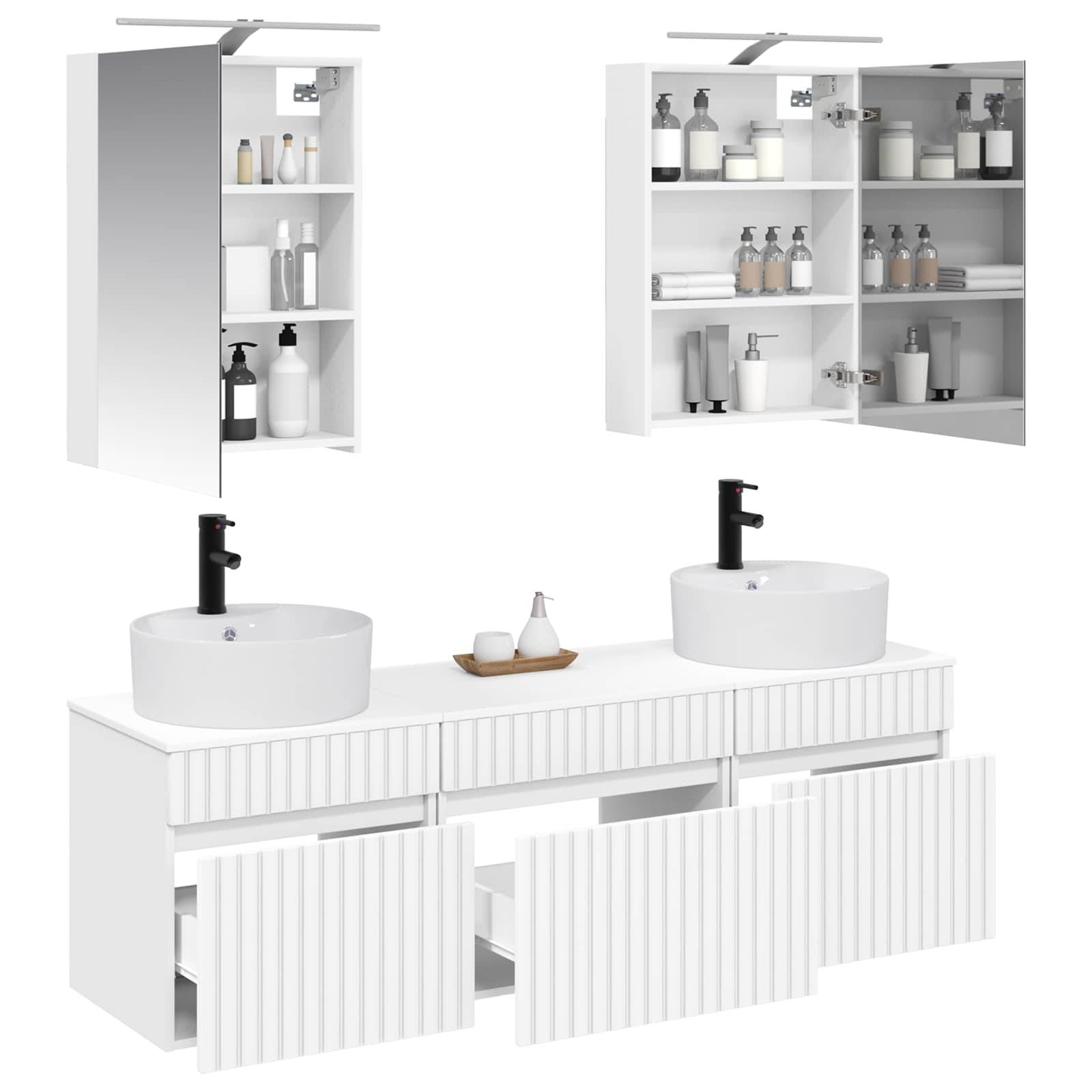 vidaXL Badezimmerschrank-Set 5 pcs Weiß 50 x 14,5 x 70 cm