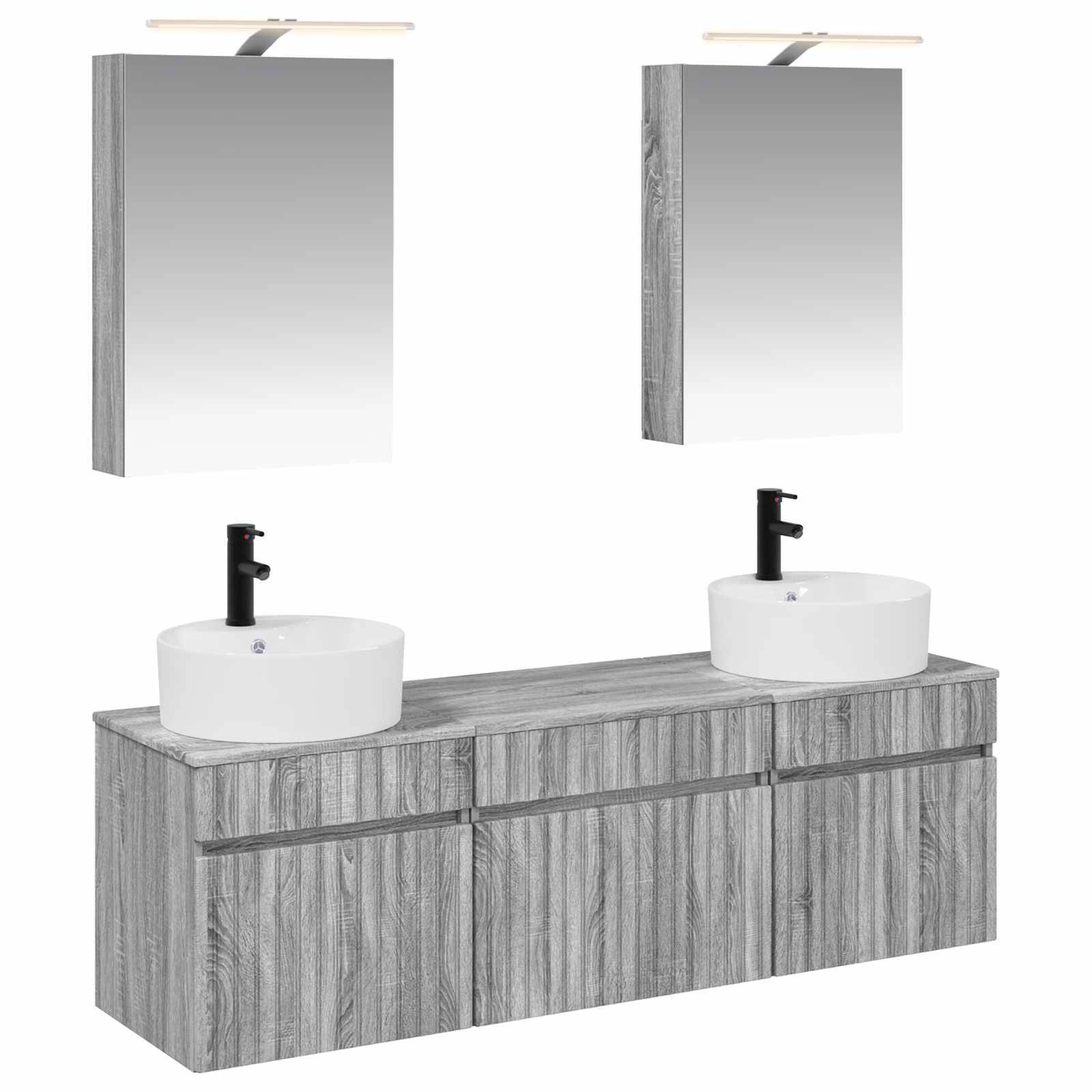 vidaXL Badezimmerschrank-Set 5 pcs Grau Sonoma 50 x 14,5 x 70 cm