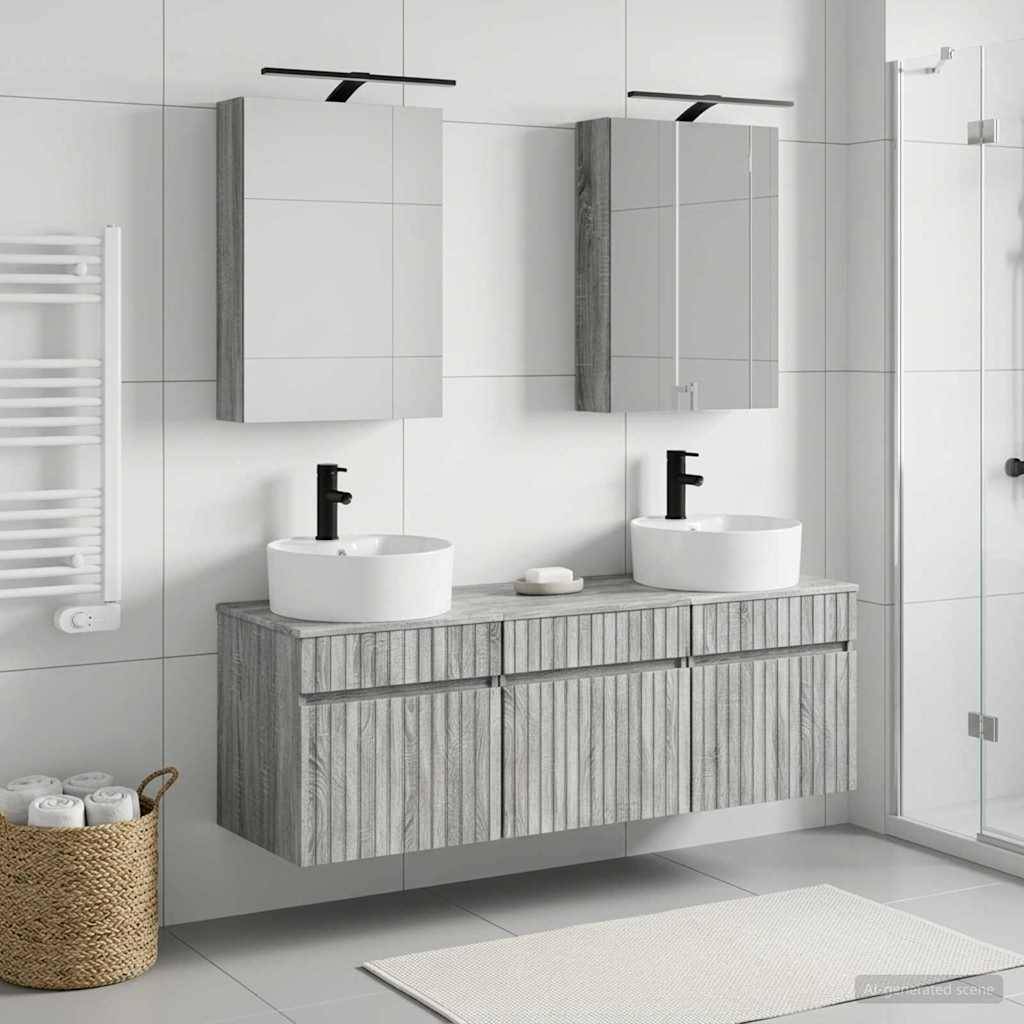 vidaXL Badezimmerschrank-Set 5 pcs Grau Sonoma 50 x 14,5 x 70 cm