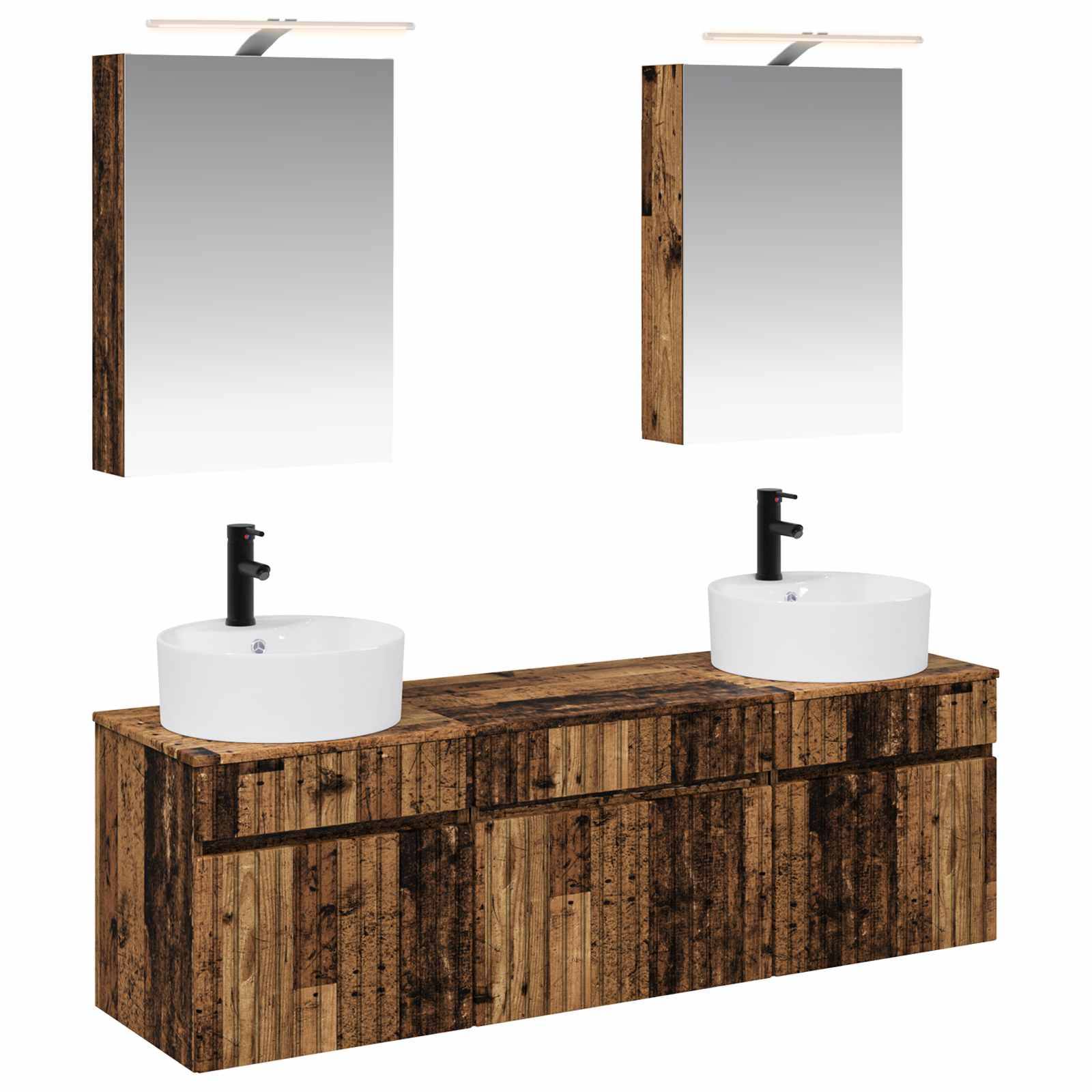 vidaXL Badezimmerschrank-Set 5 pcs Altholz 50 x 14,5 x 70 cm