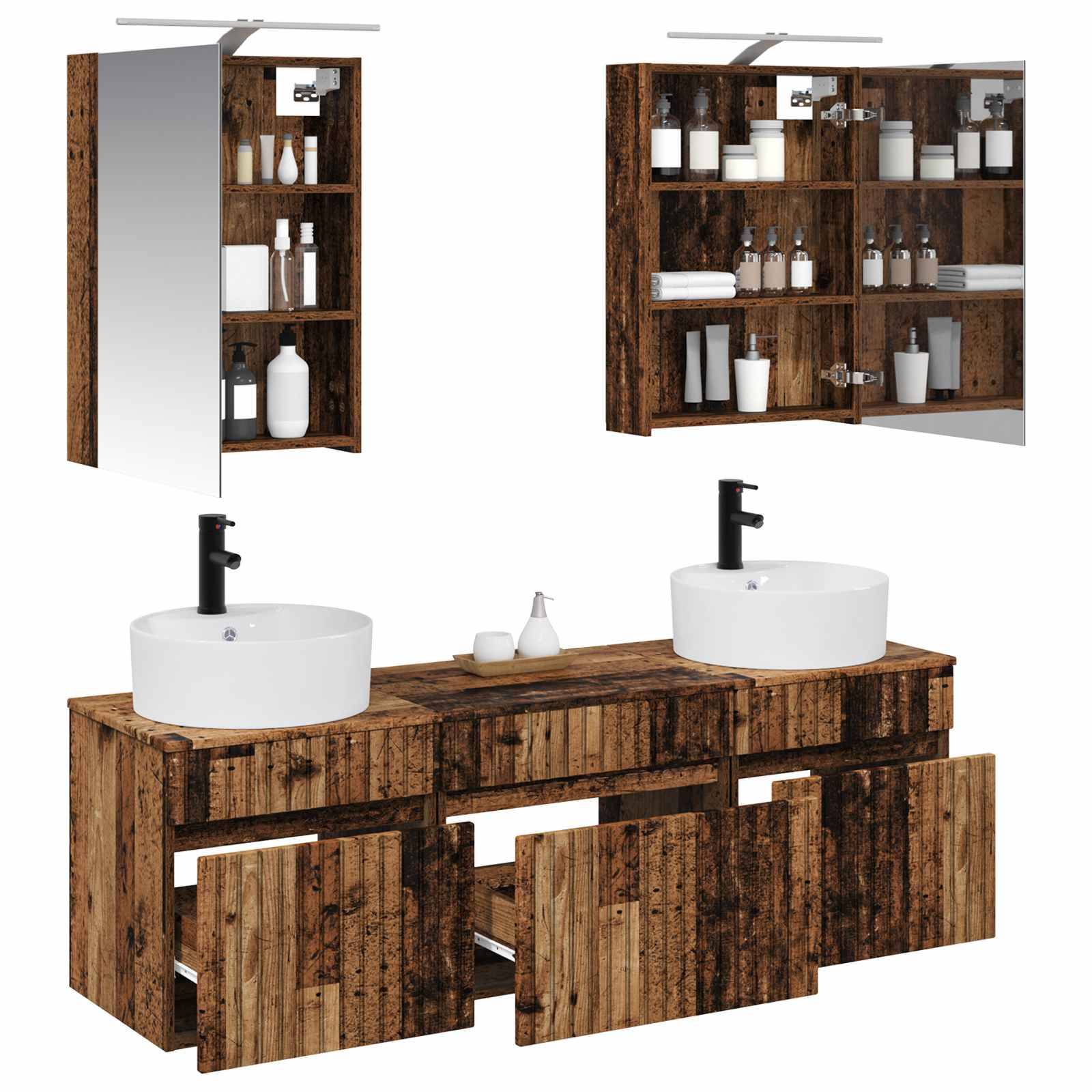 vidaXL Badezimmerschrank-Set 5 pcs Altholz 50 x 14,5 x 70 cm