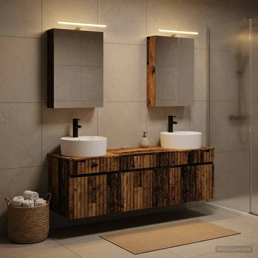 vidaXL Badezimmerschrank-Set 5 pcs Altholz 50 x 14,5 x 70 cm
