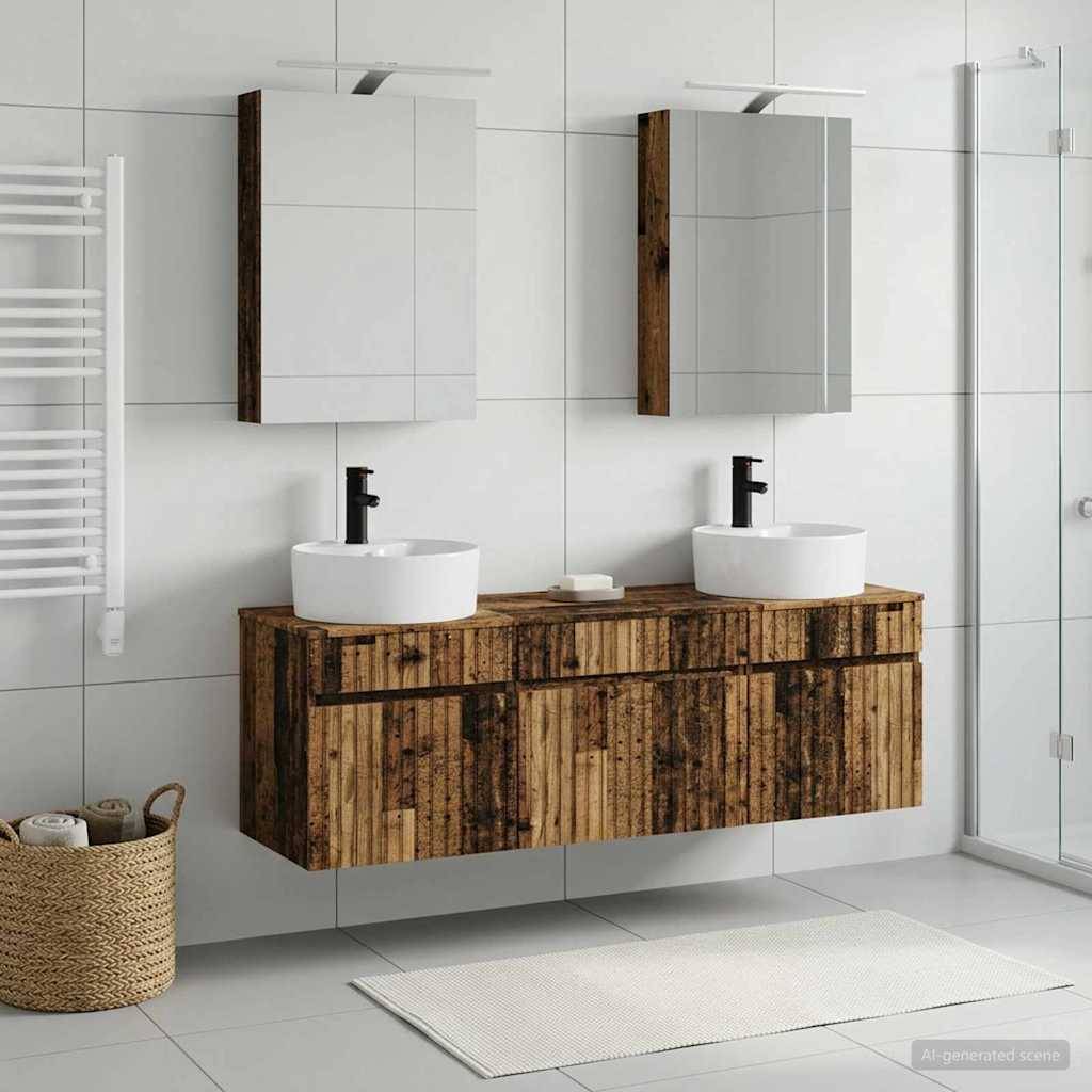 vidaXL Badezimmerschrank-Set 5 pcs Altholz 50 x 14,5 x 70 cm