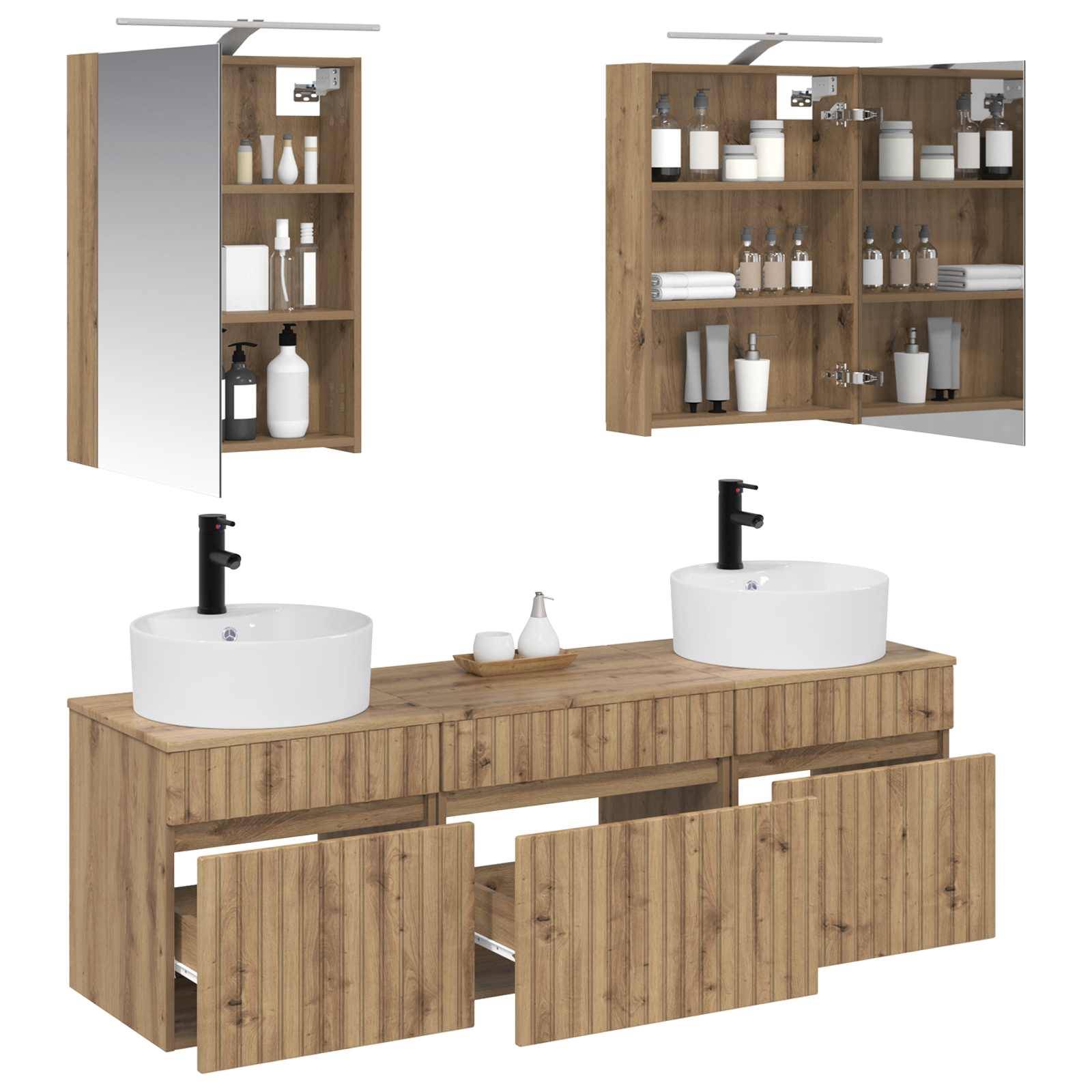 vidaXL Badezimmerschrank-Set 5 Stk. Artisan-Eiche Holzwerkstoff