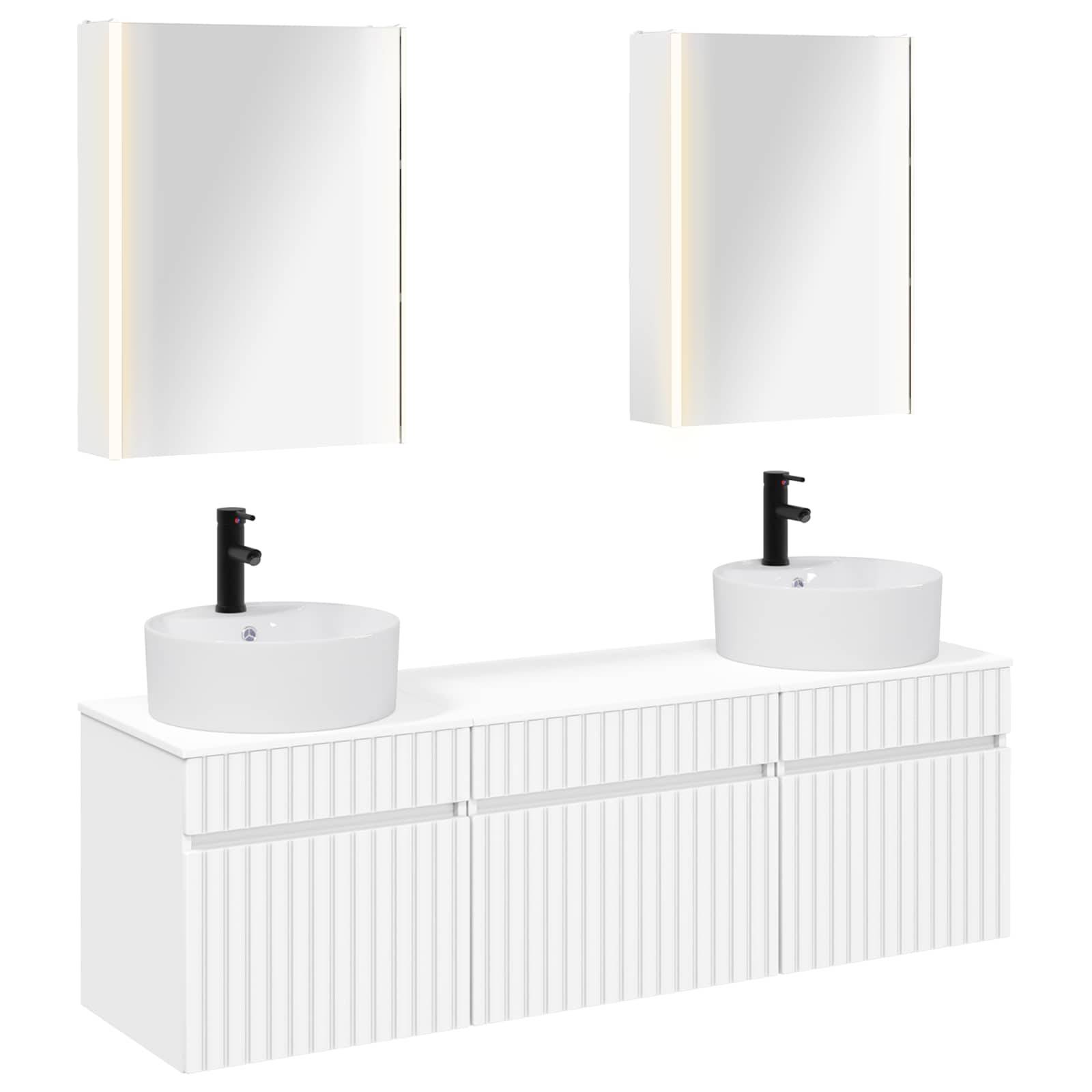 vidaXL Badezimmerschrank-Set 5 pcs Weiß 53 x 15,5 x 70 cm