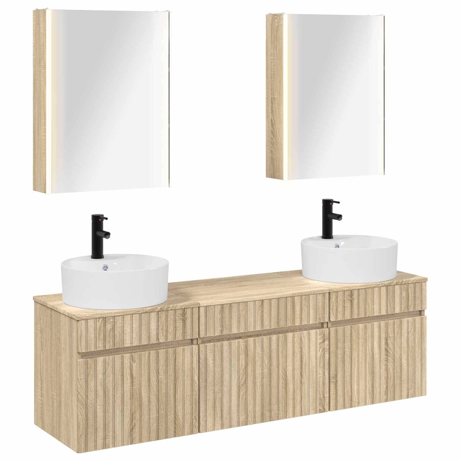 vidaXL Badezimmerschrank-Set 5 pcs Sonoma-Eiche 53 x 15,5 x 70 cm