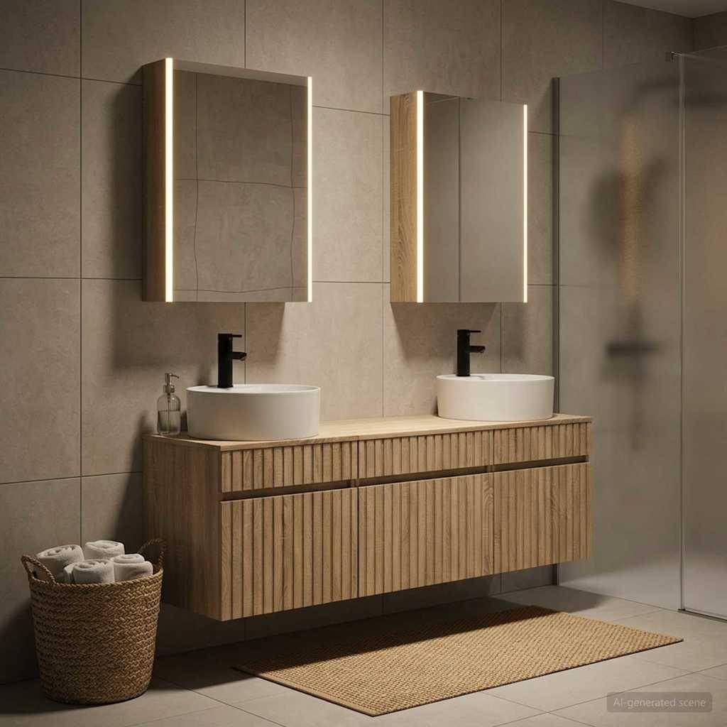 vidaXL Badezimmerschrank-Set 5 pcs Sonoma-Eiche 53 x 15,5 x 70 cm