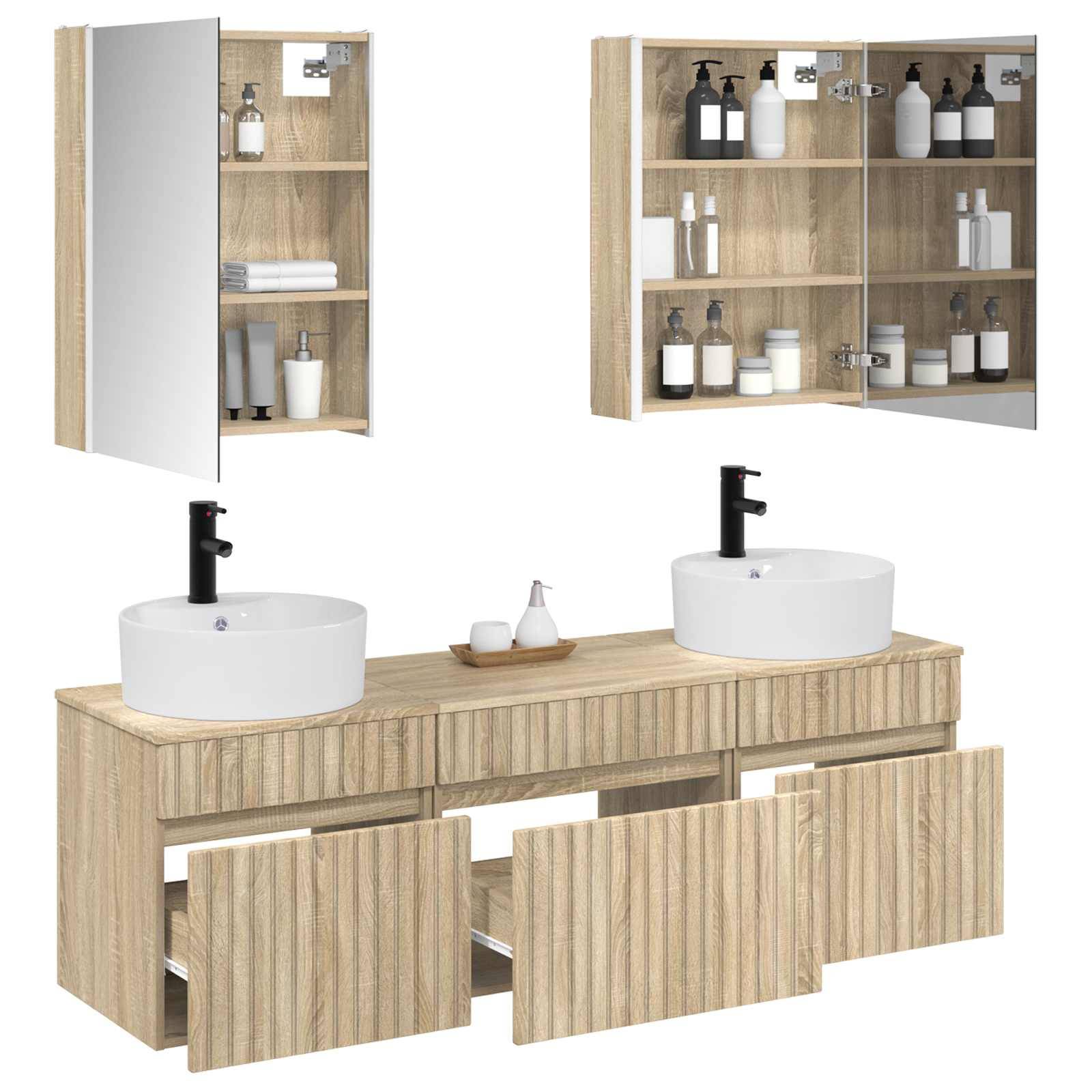 vidaXL Badezimmerschrank-Set 5 pcs Sonoma-Eiche 53 x 15,5 x 70 cm