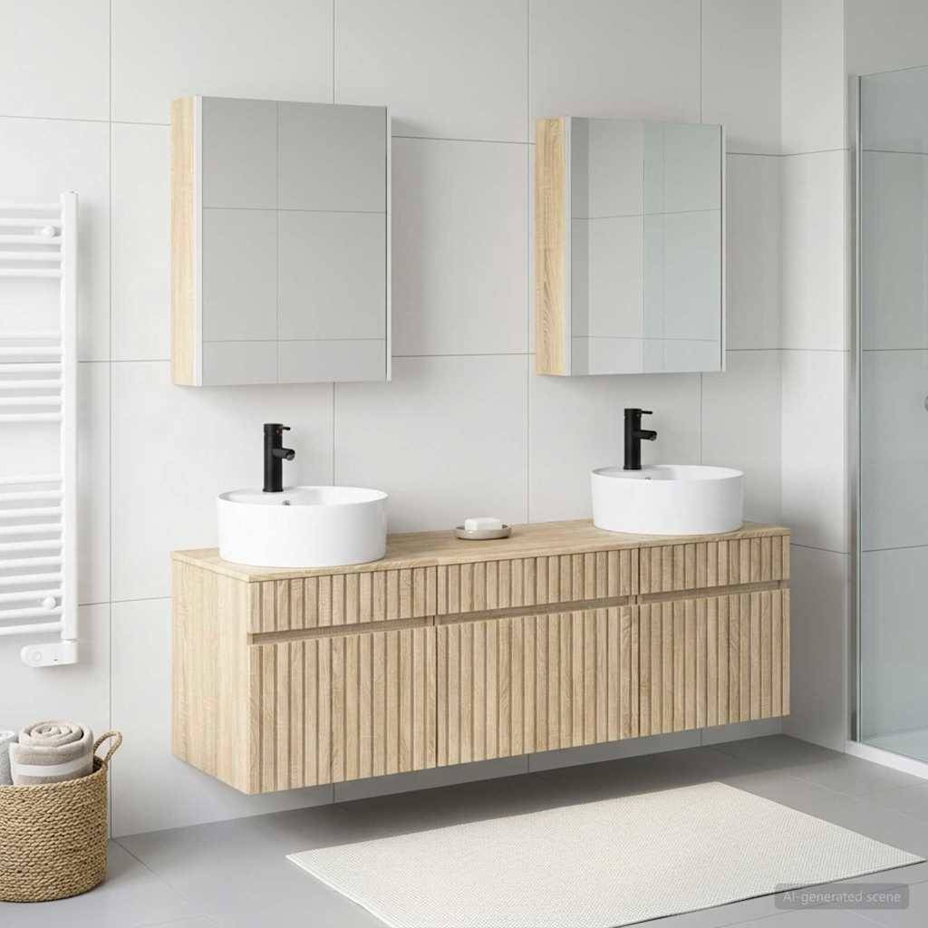 vidaXL Badezimmerschrank-Set 5 pcs Sonoma-Eiche 53 x 15,5 x 70 cm