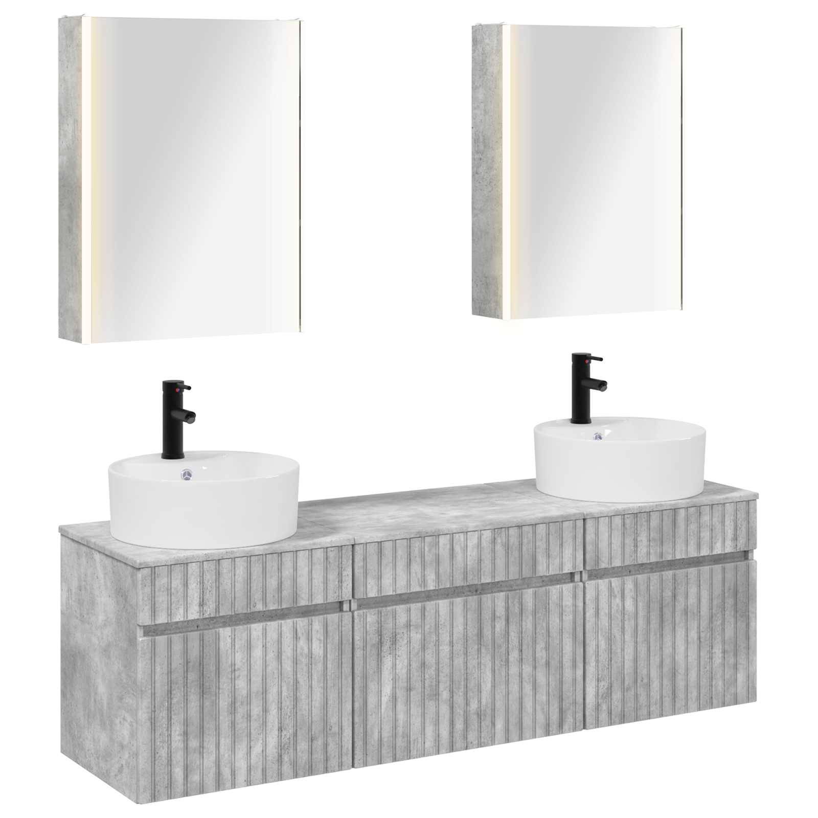 vidaXL Badezimmerschrank-Set 5 pcs Betongrau 53 x 15,5 x 70 cm