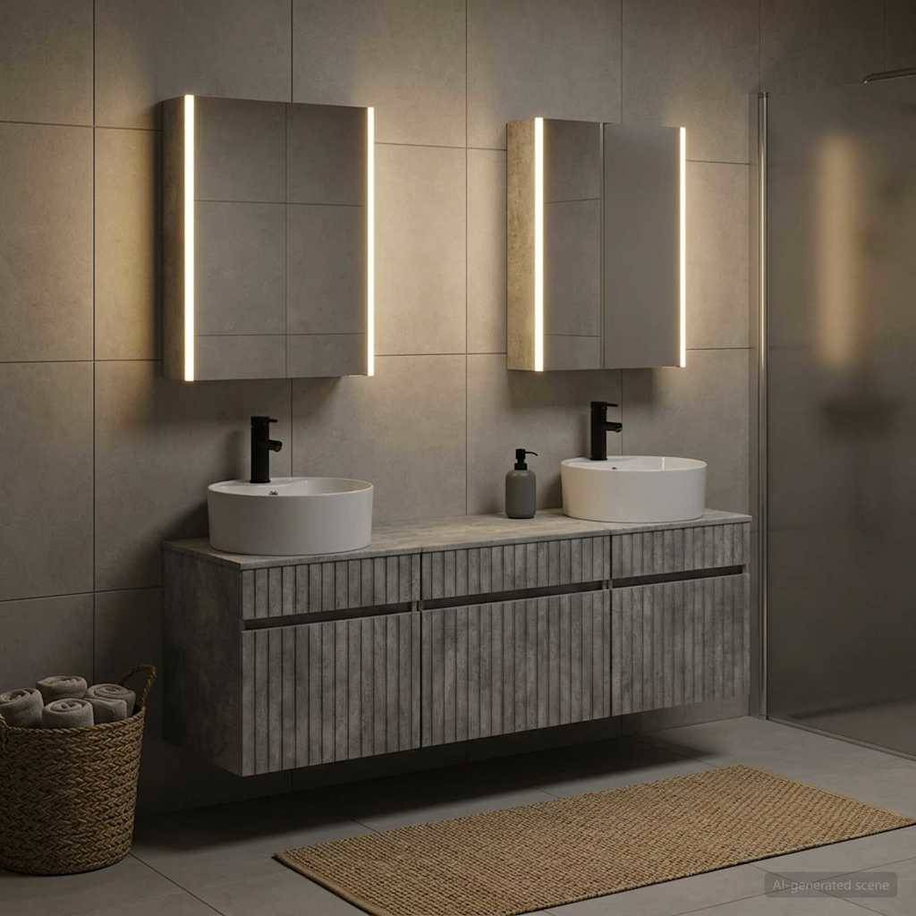 vidaXL Badezimmerschrank-Set 5 pcs Betongrau 53 x 15,5 x 70 cm
