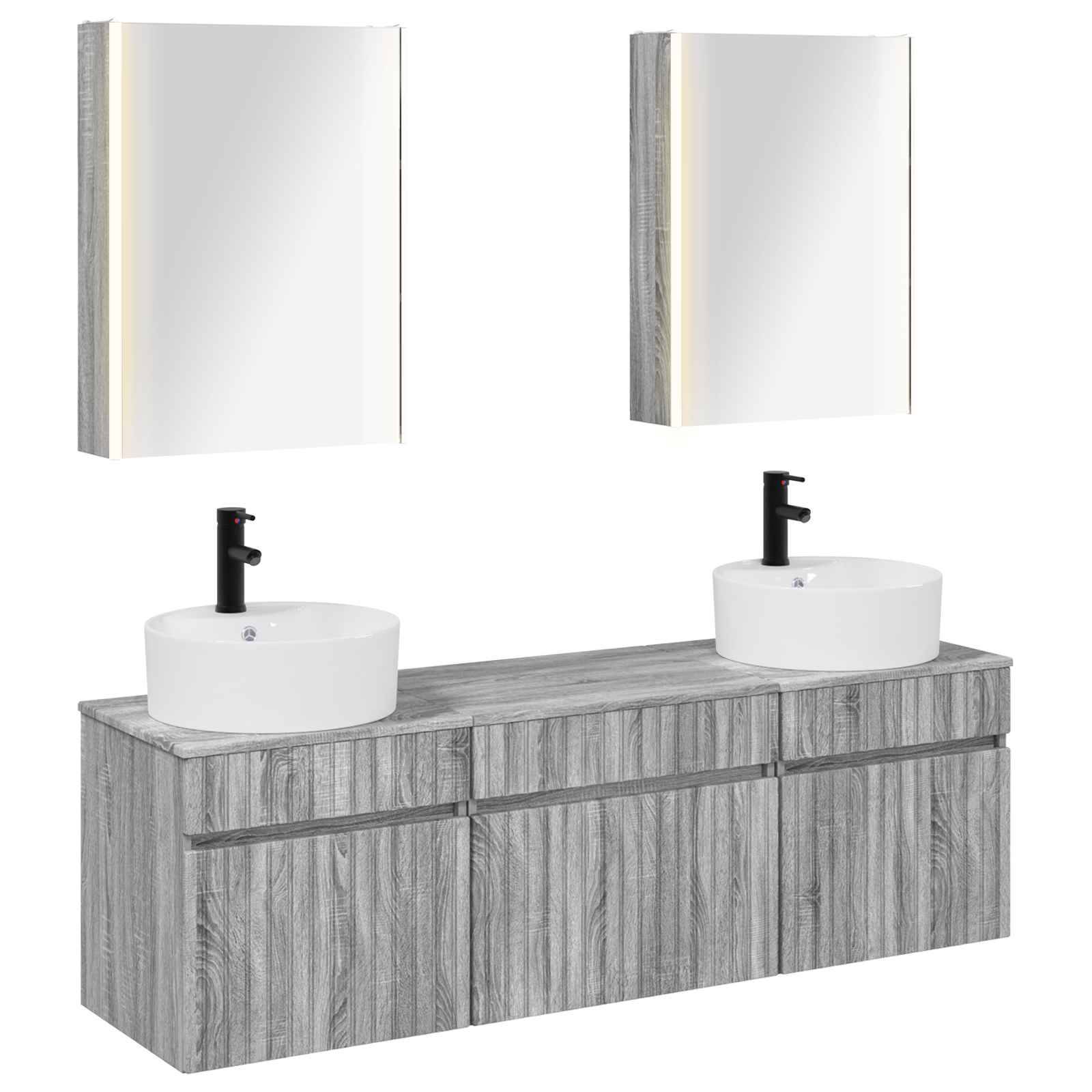 vidaXL Badezimmerschrank-Set 5 pcs Grau Sonoma 53 x 15,5 x 70 cm