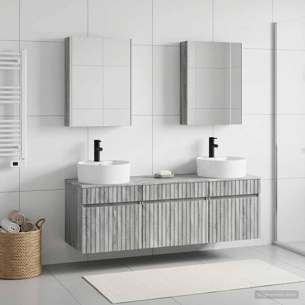 vidaXL Badezimmerschrank-Set 5 pcs Grau Sonoma 53 x 15,5 x 70 cm