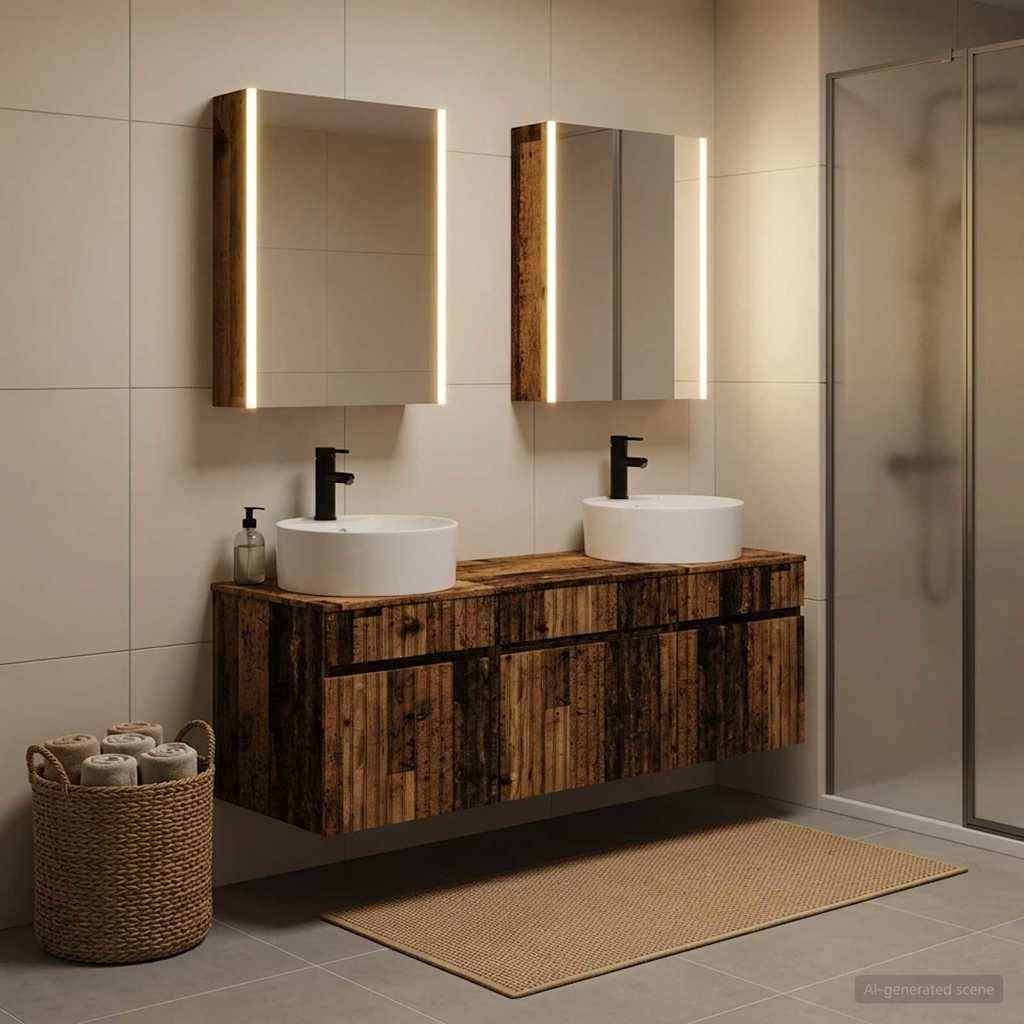 vidaXL Badezimmerschrank-Set 5 pcs Altholz 53 x 15,5 x 70 cm