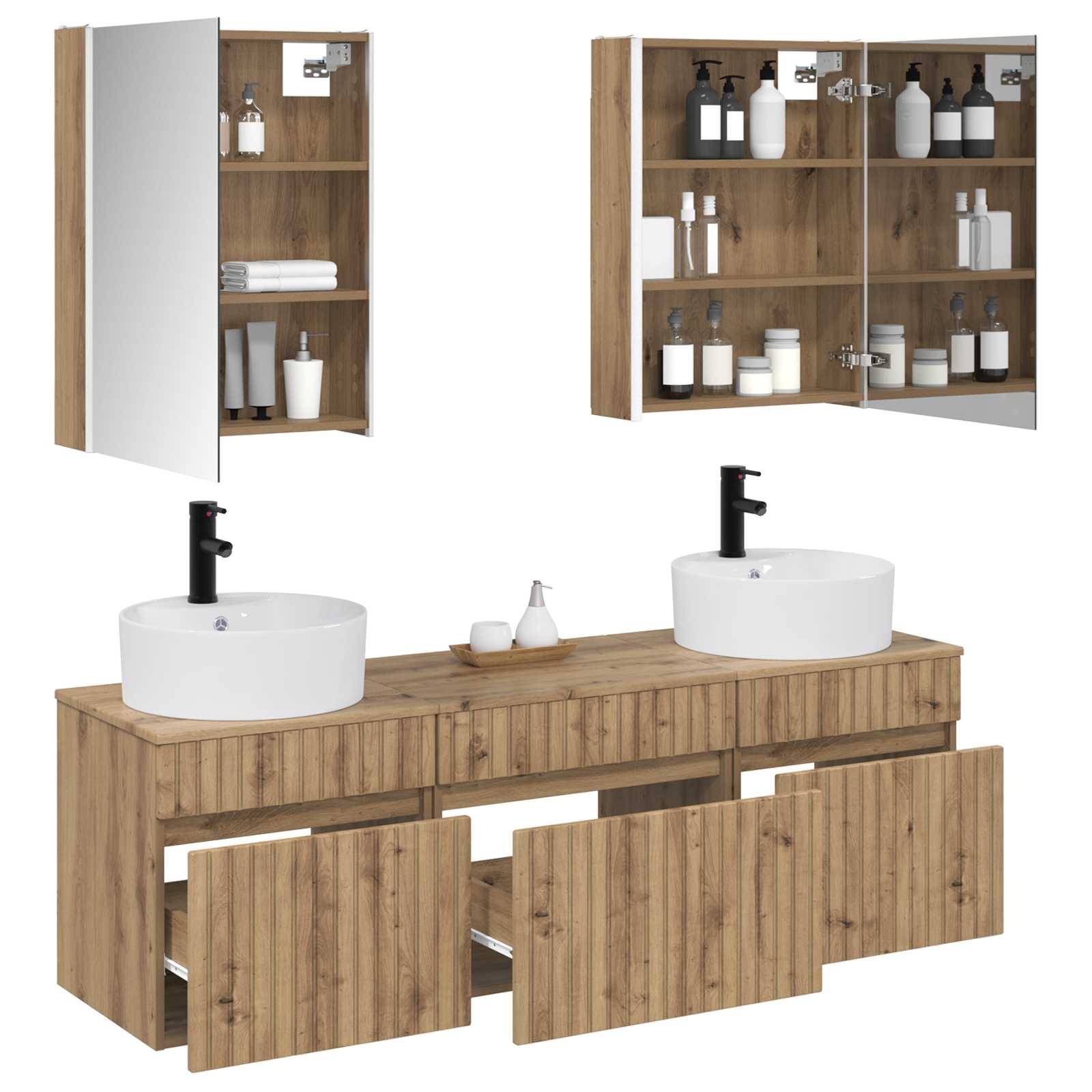 vidaXL Badezimmerschrank-Set 5 Stk. Artisan-Eiche Holzwerkstoff