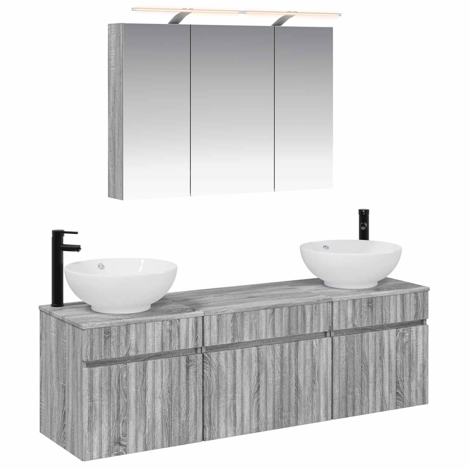 vidaXL Badezimmerschrank-Set 4 pcs Grau Sonoma 100 x 14,5 x 70 cm