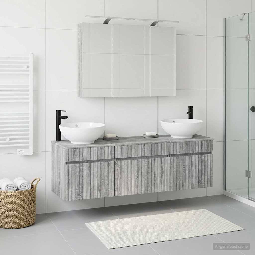 vidaXL Badezimmerschrank-Set 4 pcs Grau Sonoma 100 x 14,5 x 70 cm