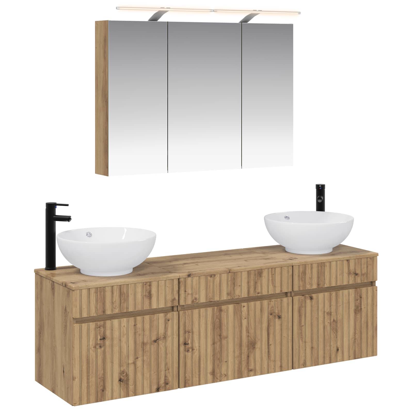 vidaXL Badezimmerschrank-Set 4 pcs Artisan-Eiche 100 x 14,5 x 70 cm