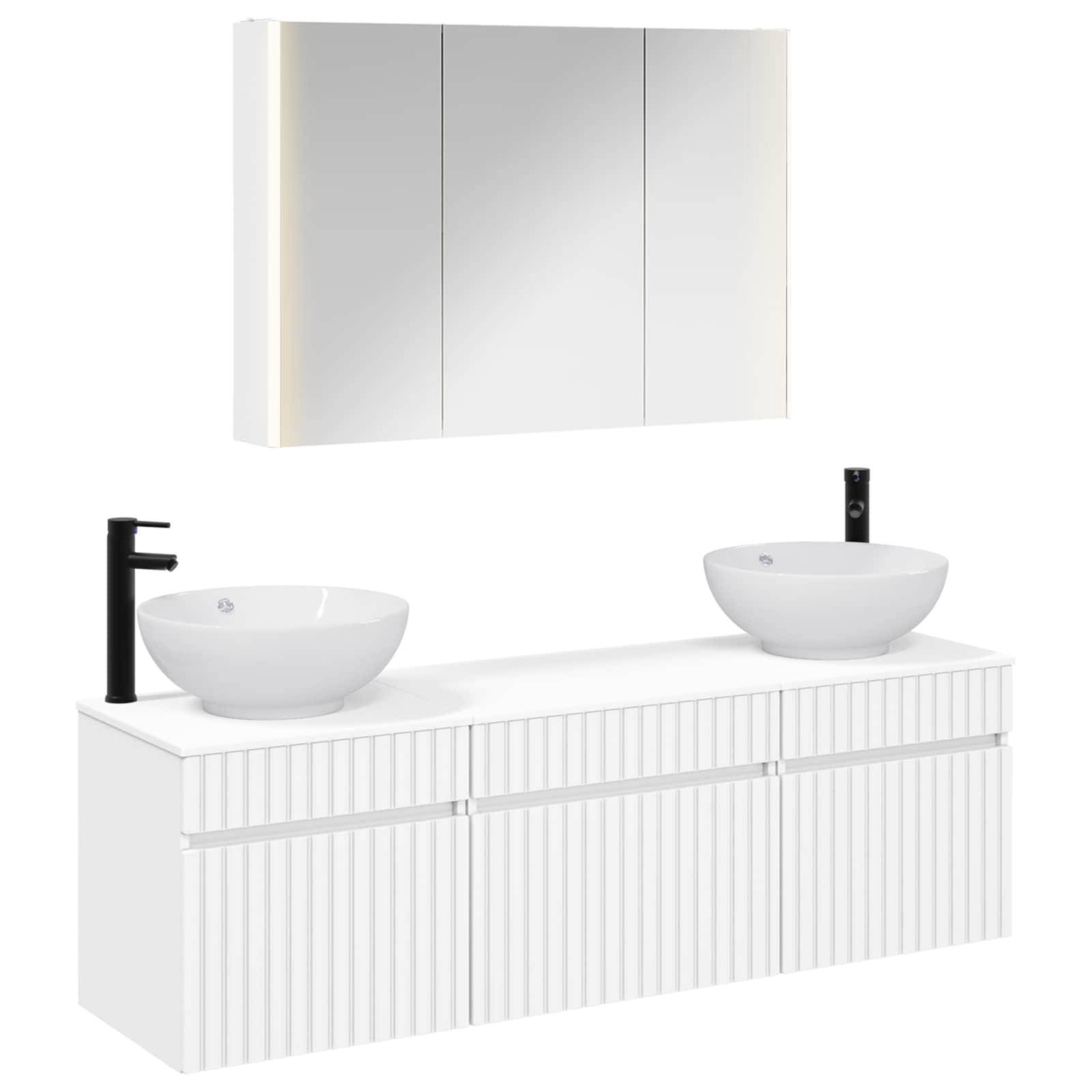 vidaXL Badezimmerschrank-Set 4 pcs Weiß 103,5 x 15,5 x 70 cm