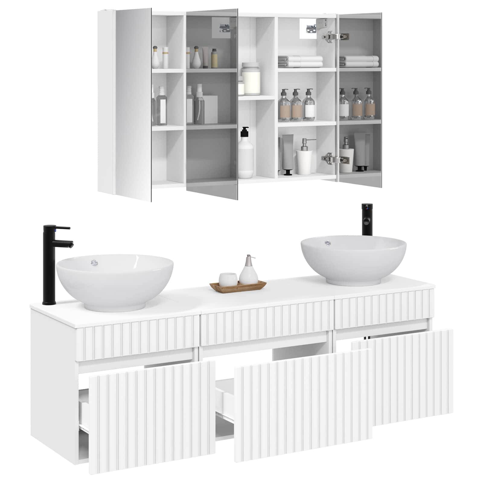 vidaXL Badezimmerschrank-Set 4 pcs Weiß 103,5 x 15,5 x 70 cm