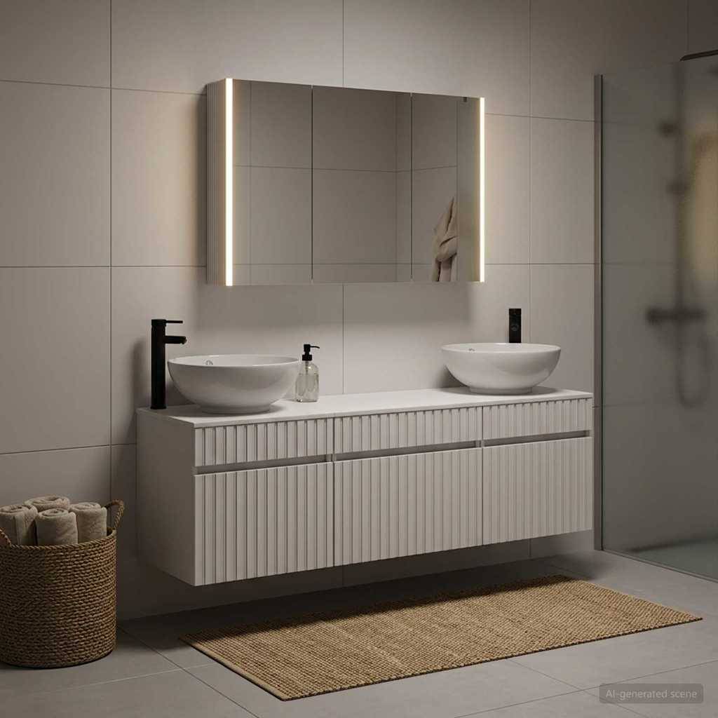 vidaXL Badezimmerschrank-Set 4 pcs Weiß 103,5 x 15,5 x 70 cm