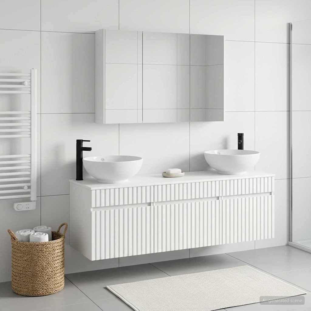 vidaXL Badezimmerschrank-Set 4 pcs Weiß 103,5 x 15,5 x 70 cm