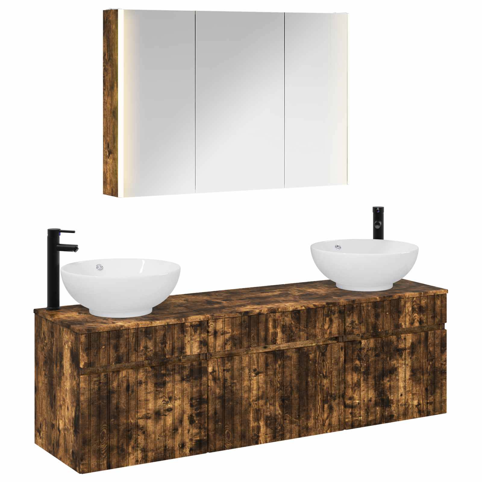 vidaXL Badezimmerschrank-Set 4 pcs Geräucherte Eiche
