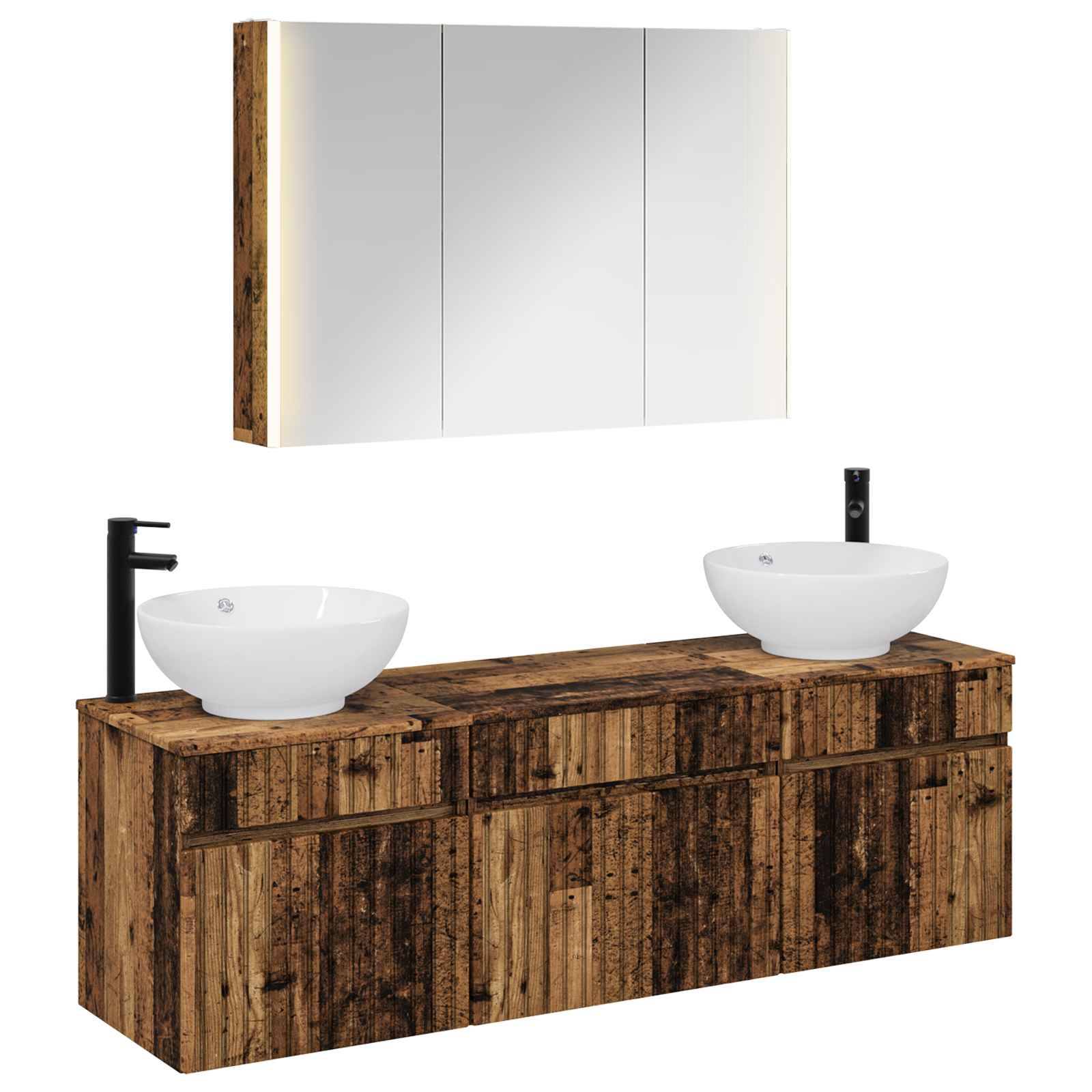 vidaXL Badezimmerschrank-Set 4 pcs Altholz 103,5 x 15,5 x 70 cm
